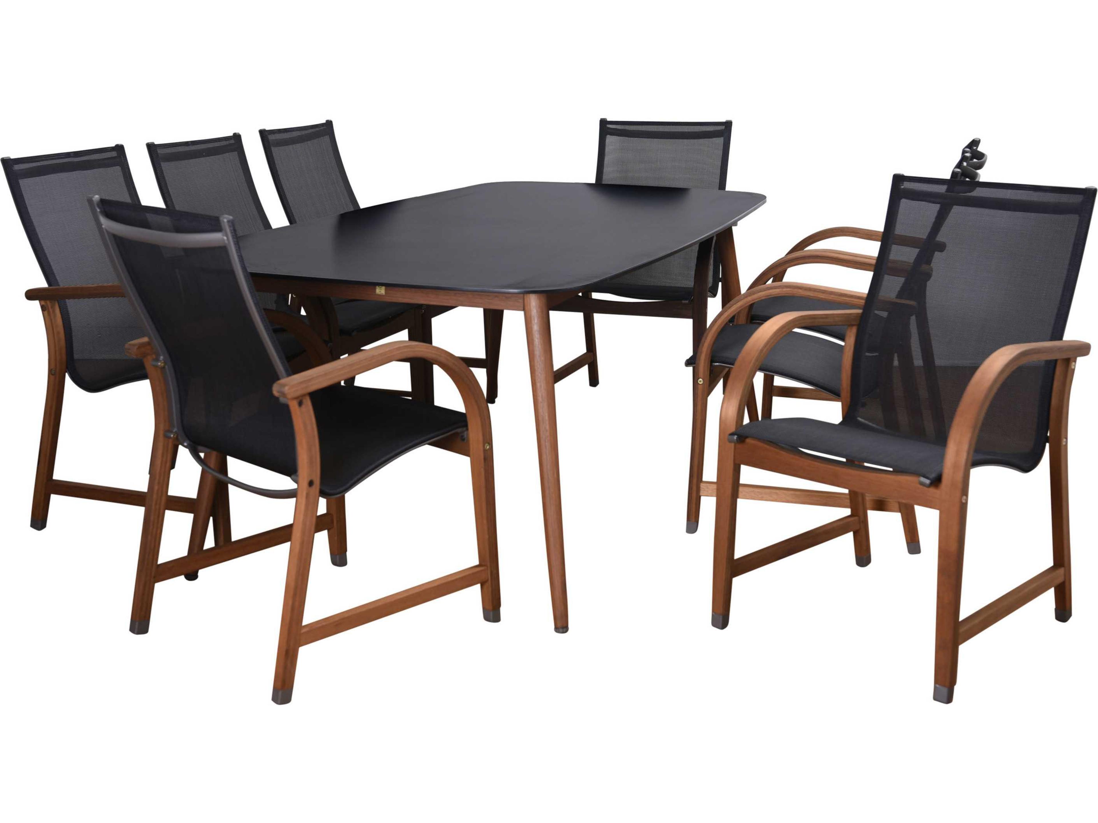 Amazonia Carolina 9 Piece Rectangular Patio Dining Set Black