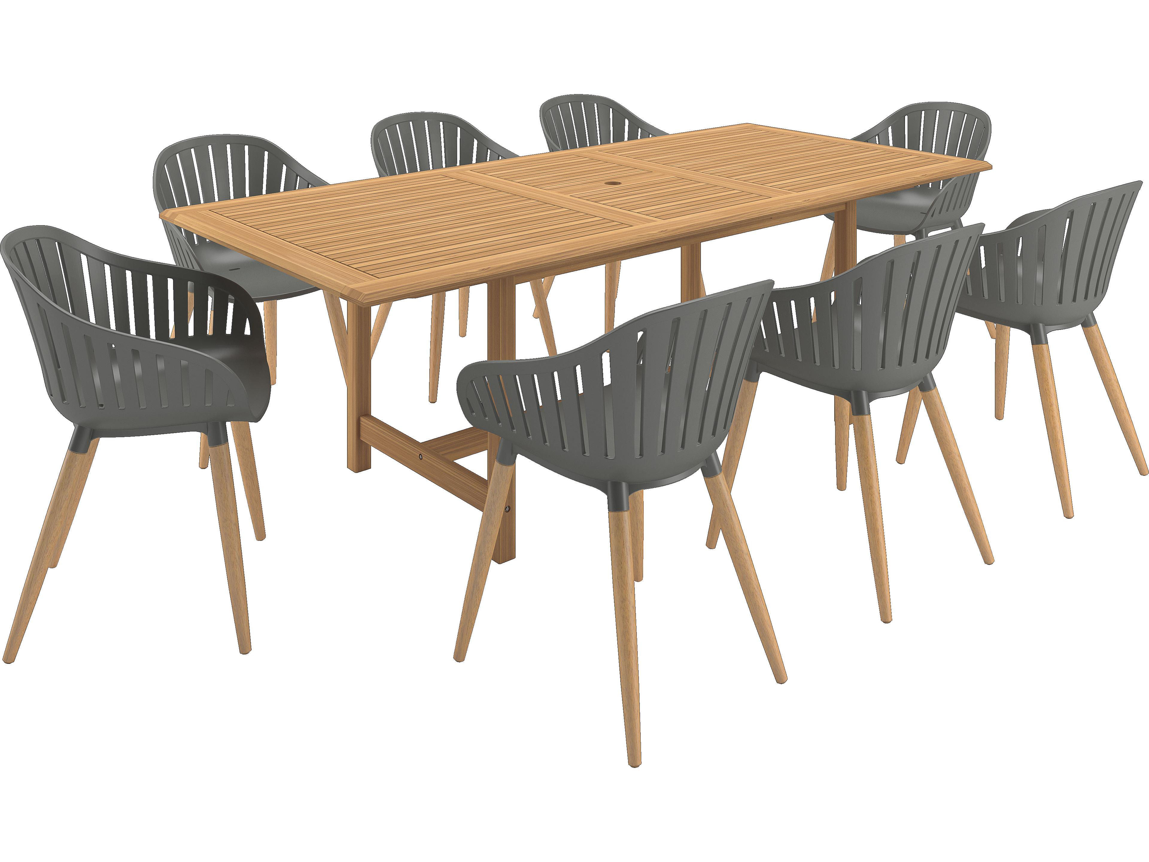 International Home Miami Amazonia 9 Piece Rectangular Outdoor Patio Dining Set Certified Teak