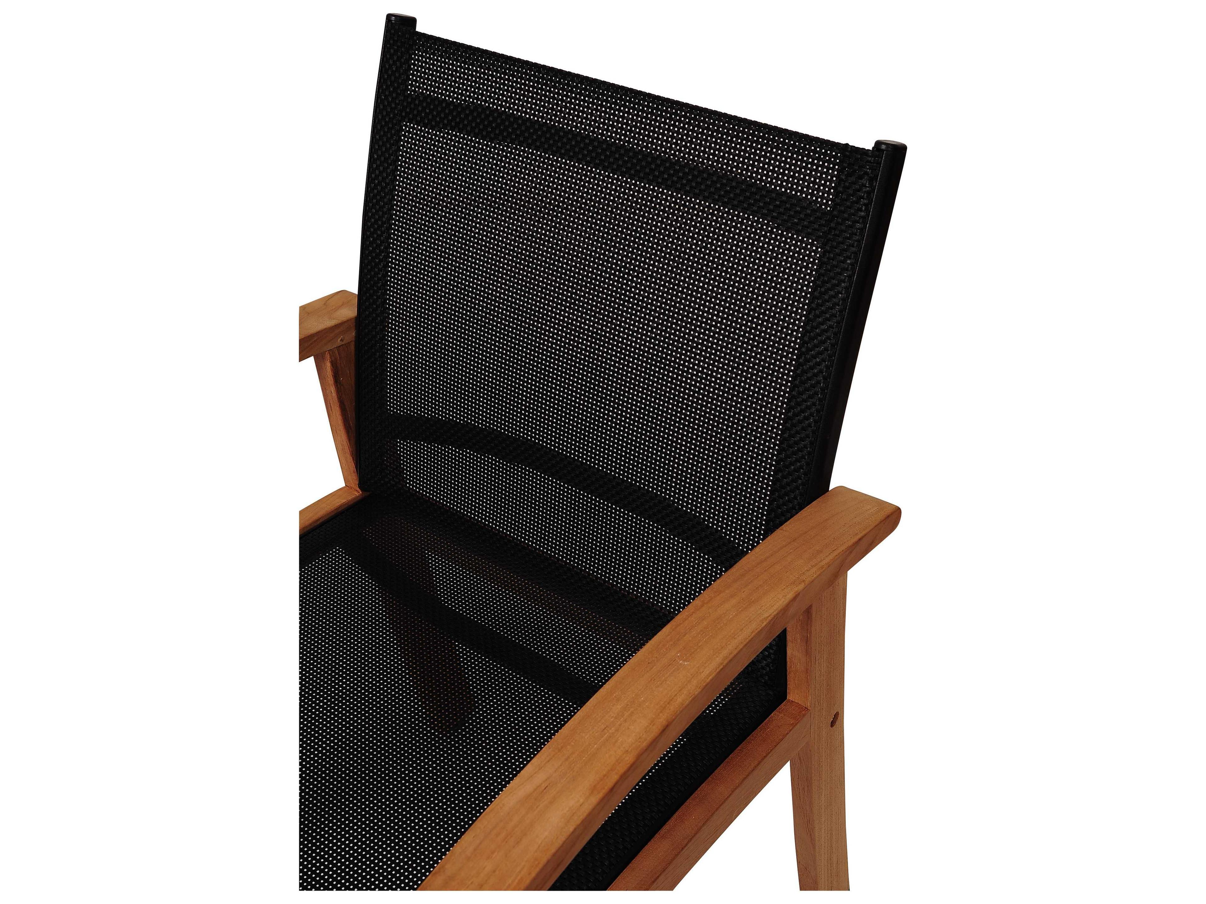 International Home Miami Amazonia Fortuna Teak Outdoor Dining Arm Chair with Black Textile Sling