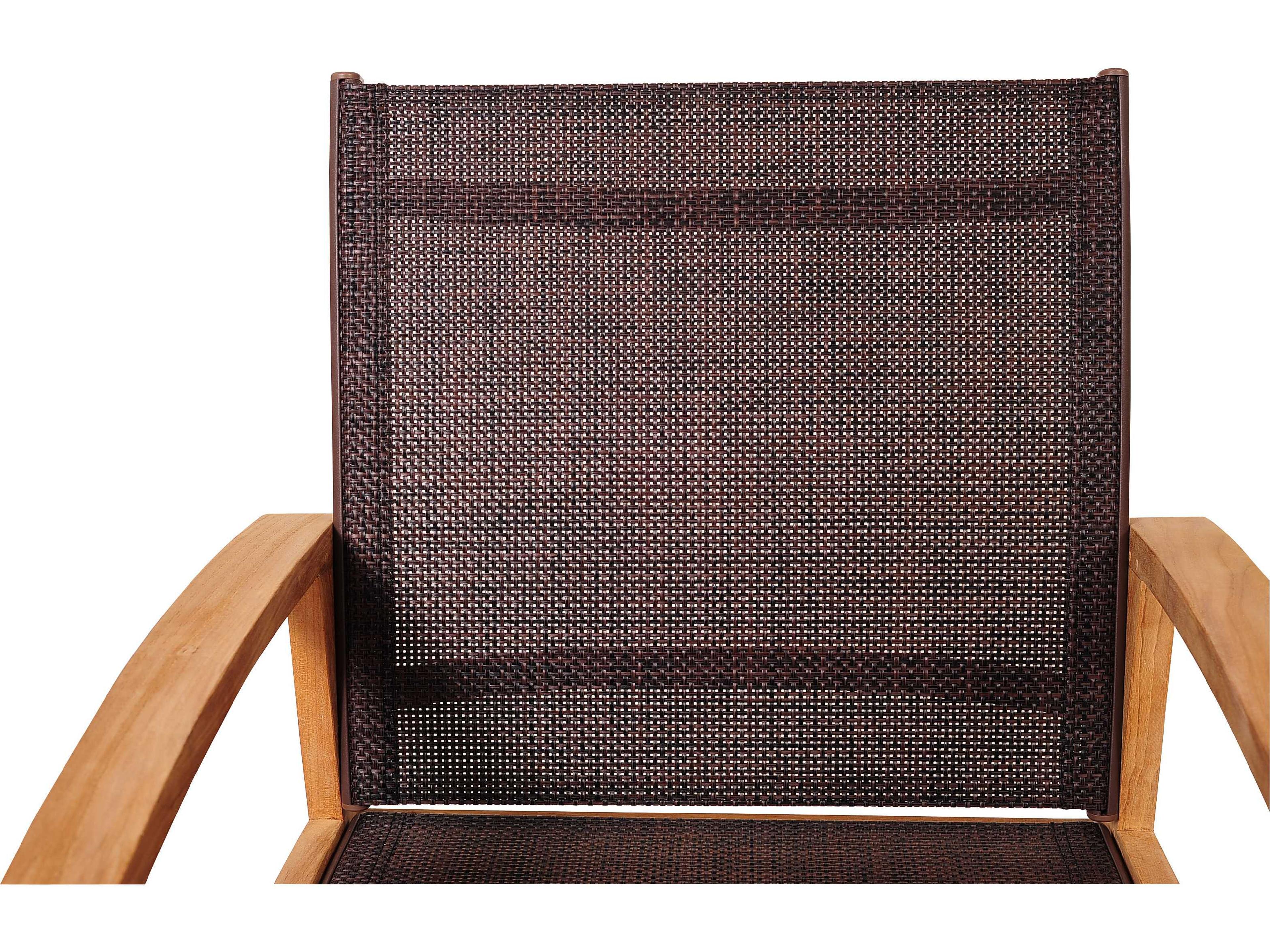 International Home Miami Amazonia Fortuna Teak Outdoor Patio Dining Arm Chair with Brown Textile Sling