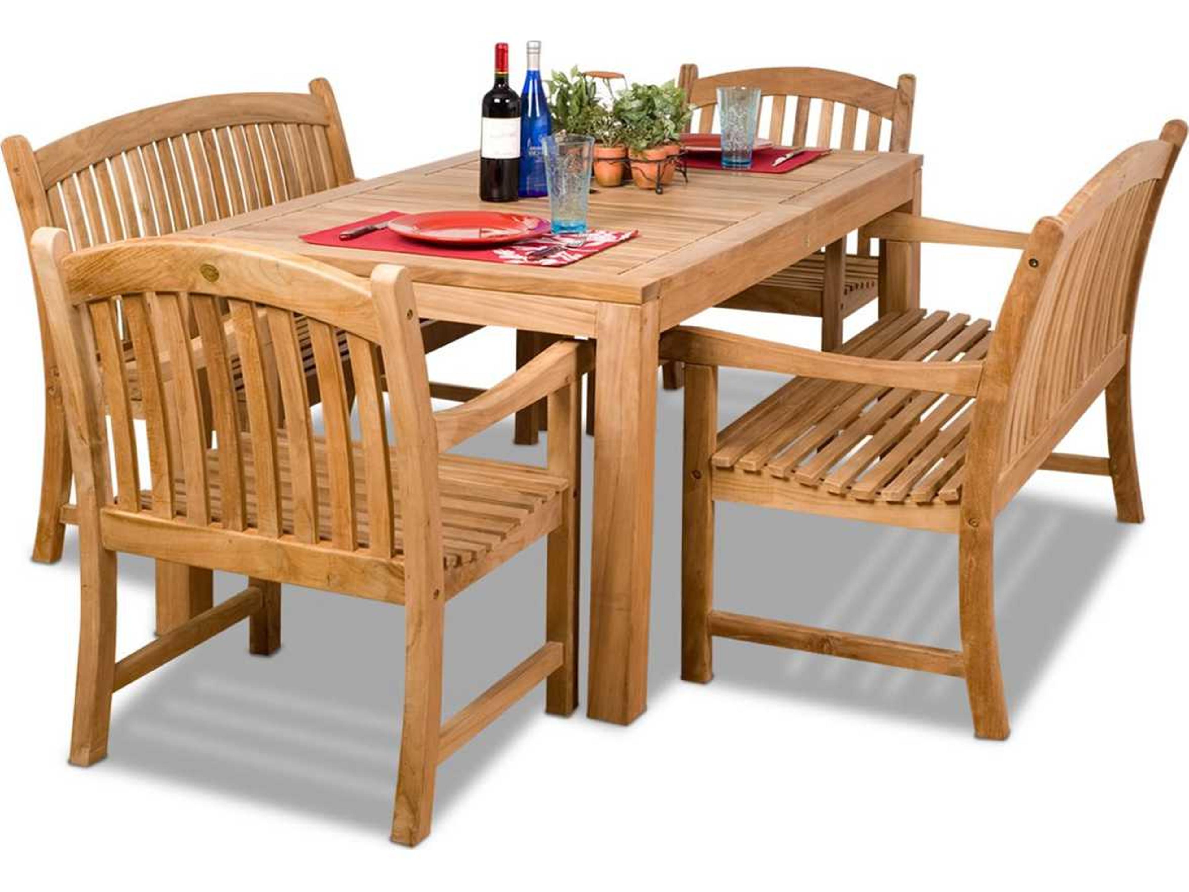 Amazonia Teak Five Piece Rectangular Geneve Outdoor Patio Dining Set