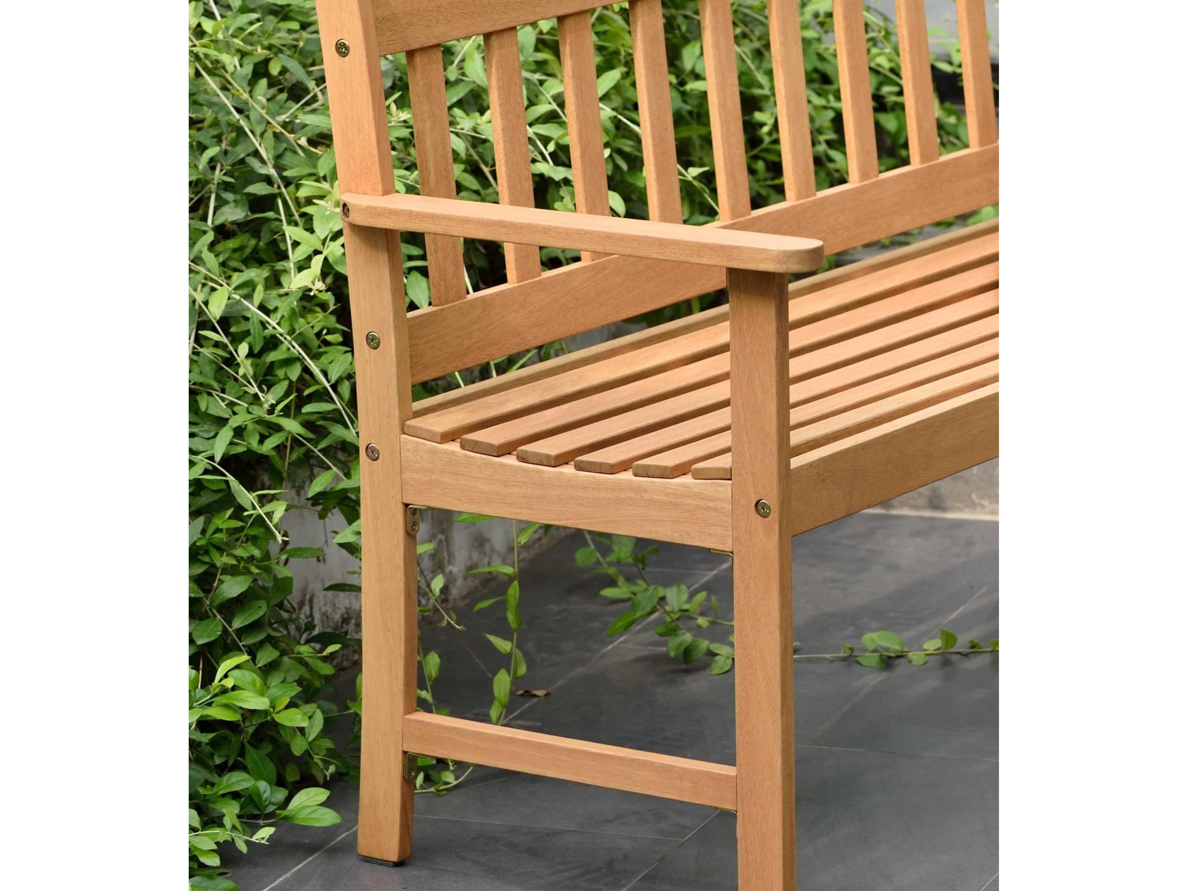 International Home Miami Amazonia Barcelona Wood Outdoor Patio Bench