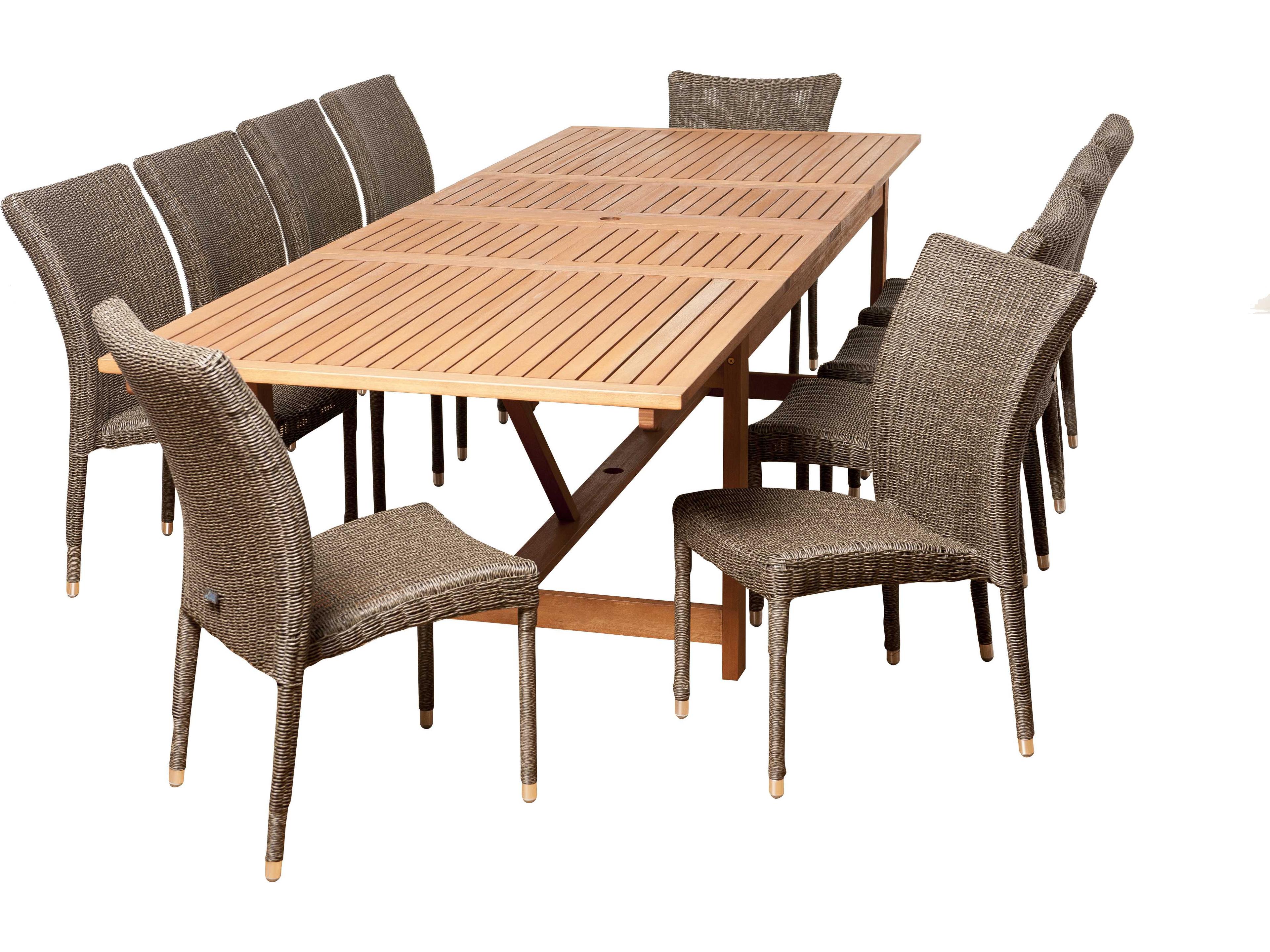 Amazonia Eucalyptus & Wicker Rectangular 11 Piece Extendable Weston Outdoor Dining Set