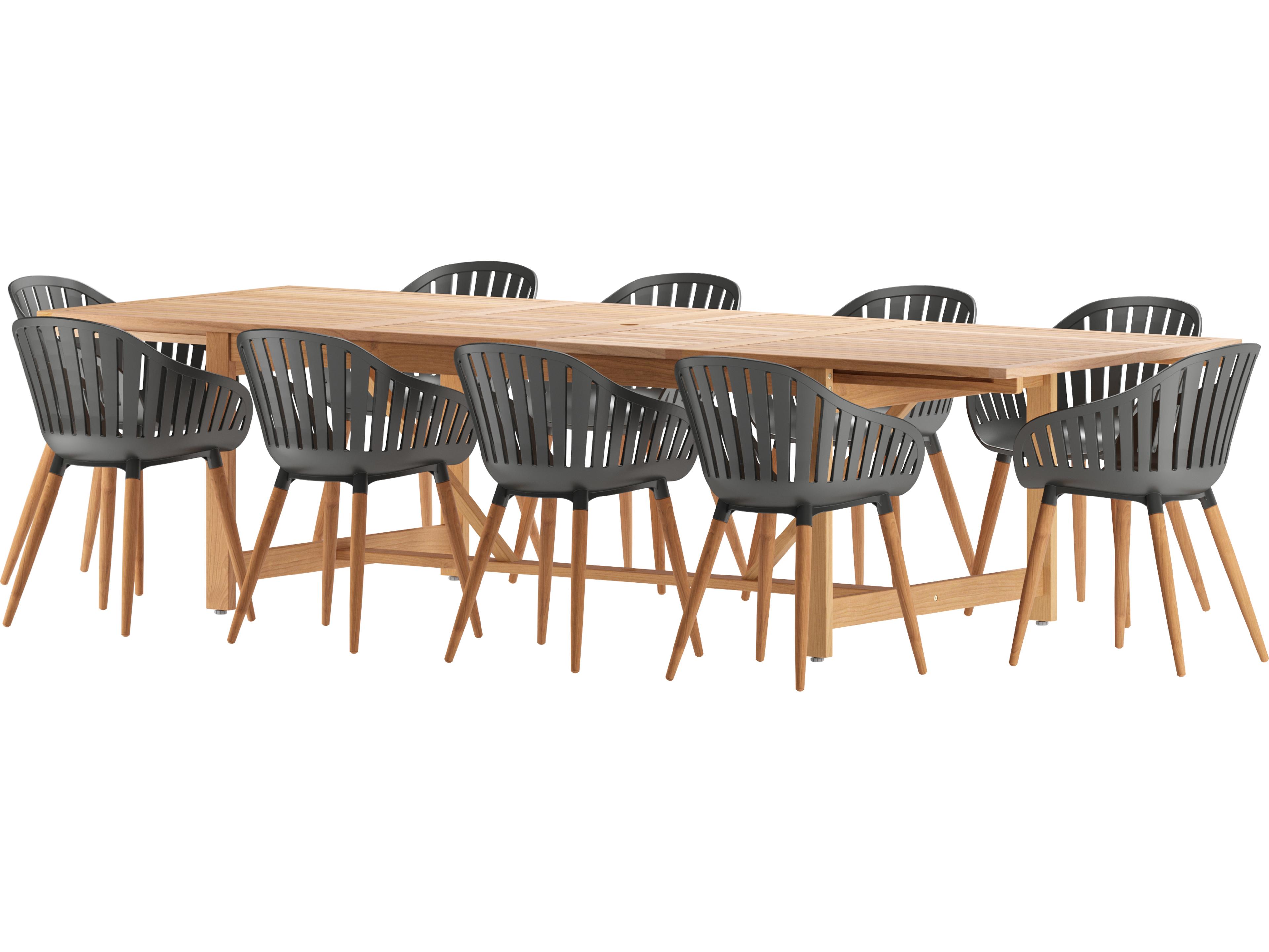 Amazonia Wood Resin Brown/Black & Brown 11 Piece Rectangular Outdoor Dining Set