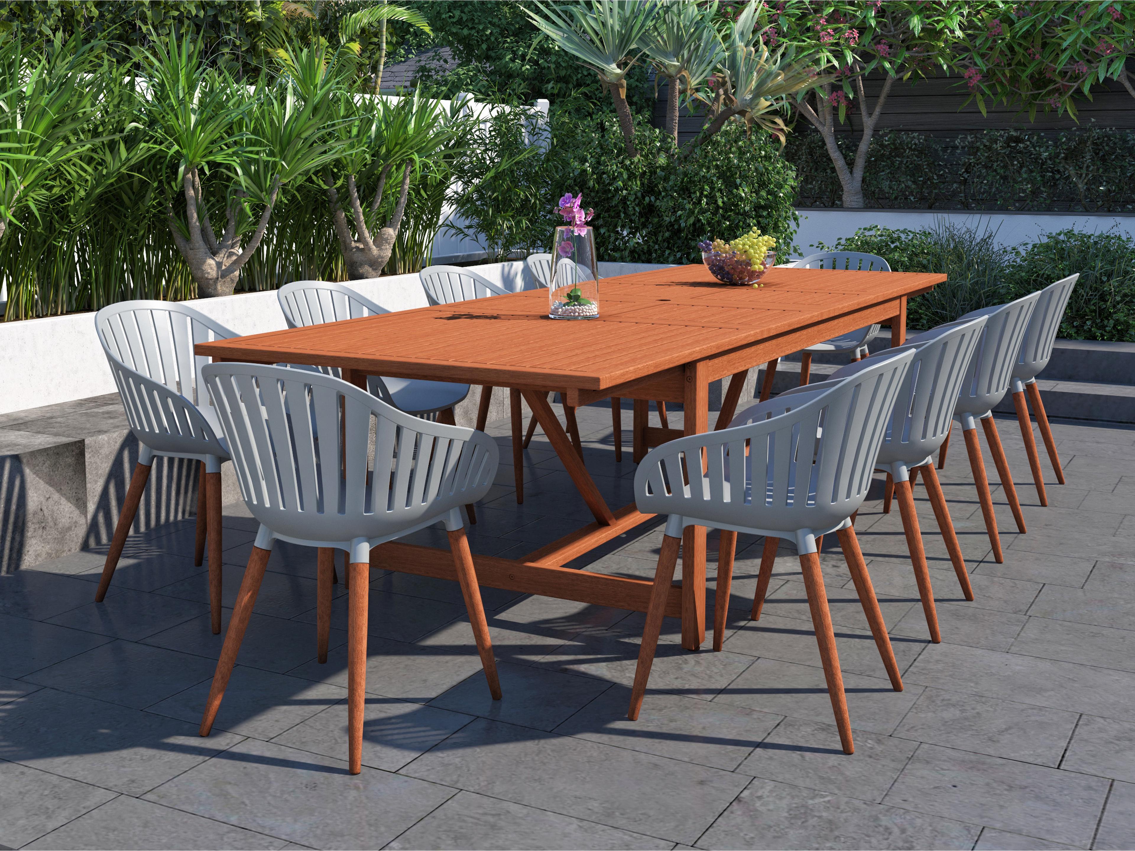 Amazonia 11 Piece Rectangular Outdoor Dining Set Eucalyptus Wood