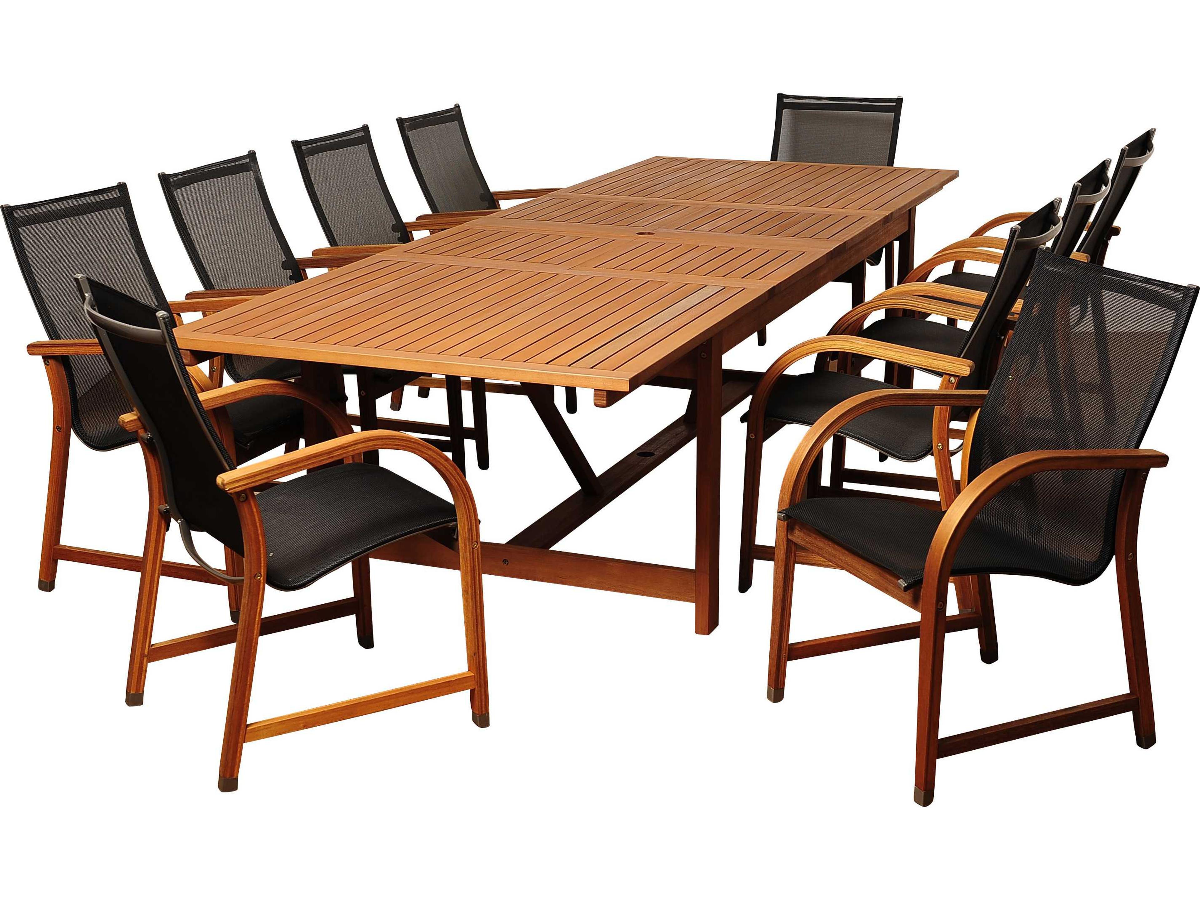 Amazonia Eucalyptus Rectangular 11 Piece Extendable Damon Outdoor Patio Dining Set