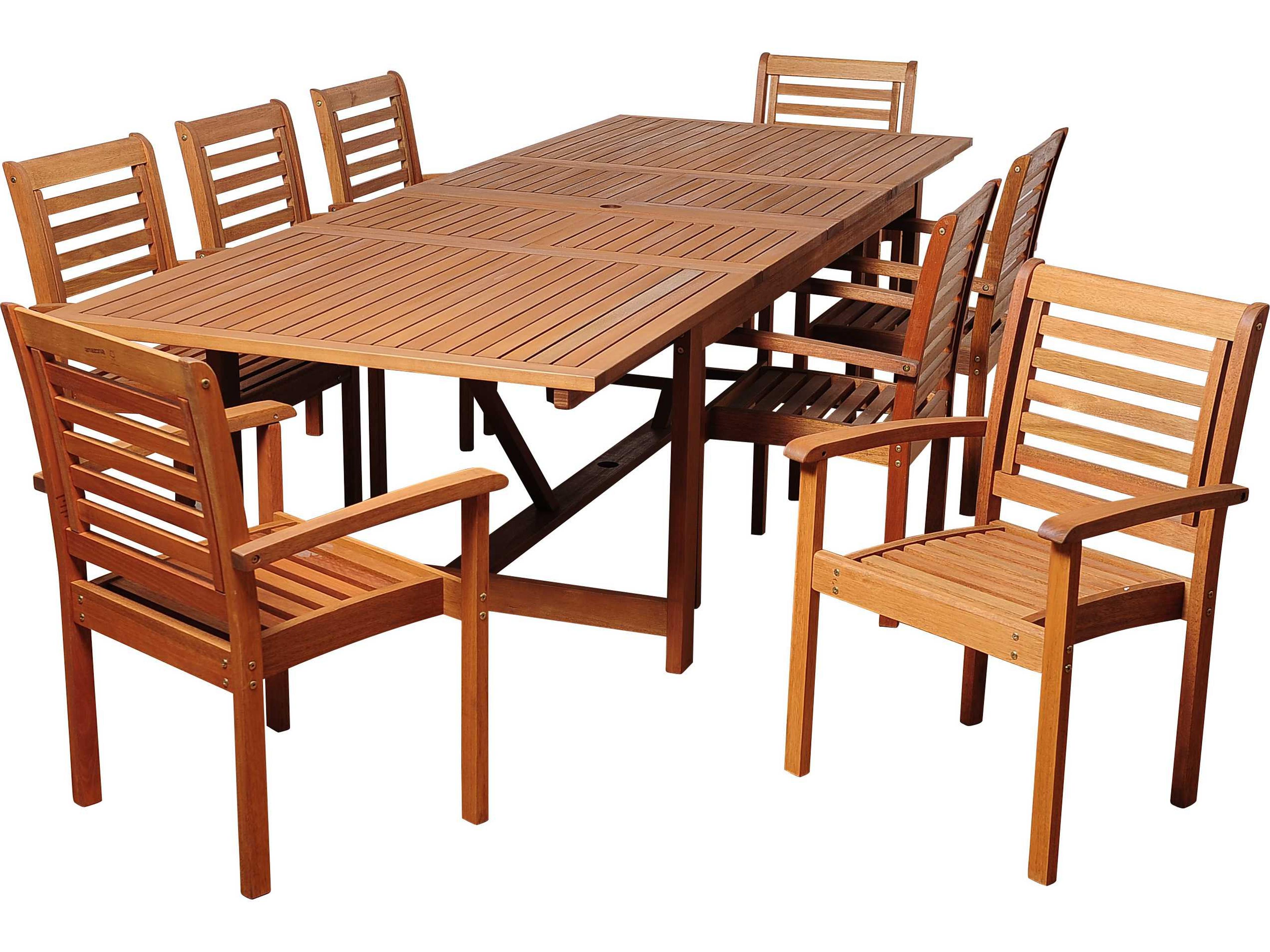 Amazonia Eucalyptus Rectangular Nine Piece Extendable Brooks Patio Dining Set