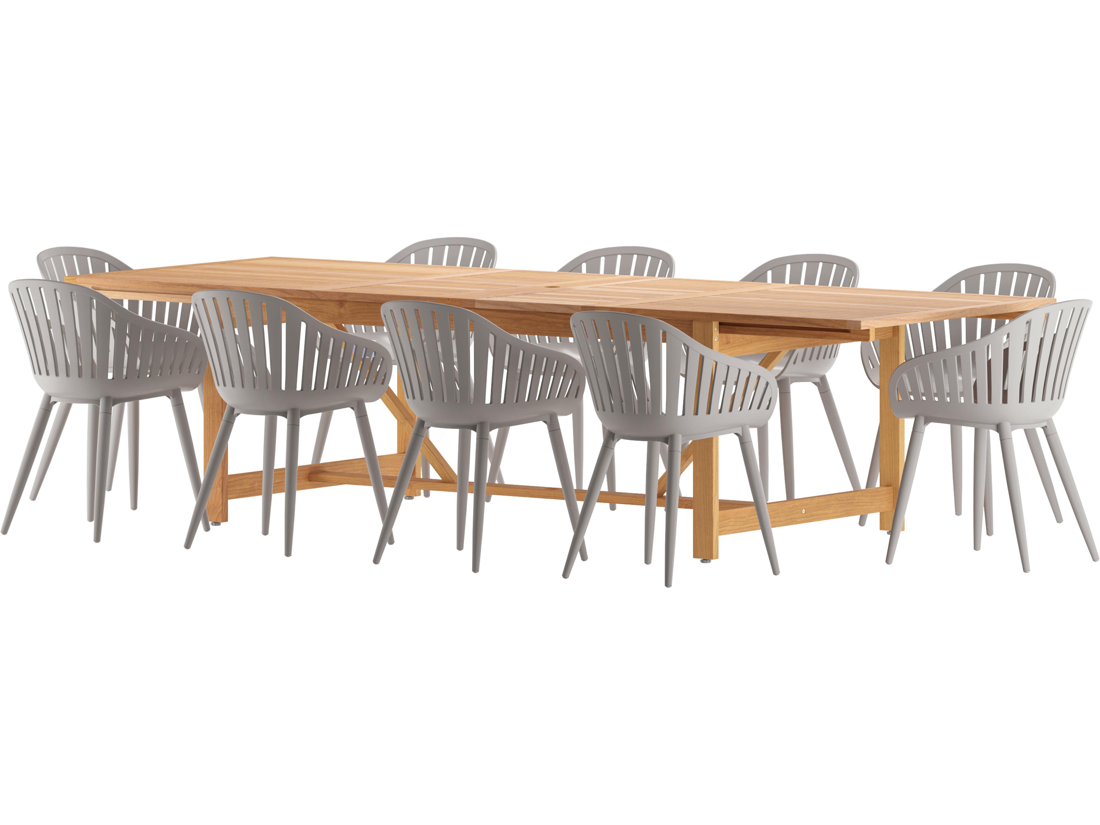 Amazonia Wood Aluminum Brown/Grey 11 Piece Rectangular Patio Dining Set