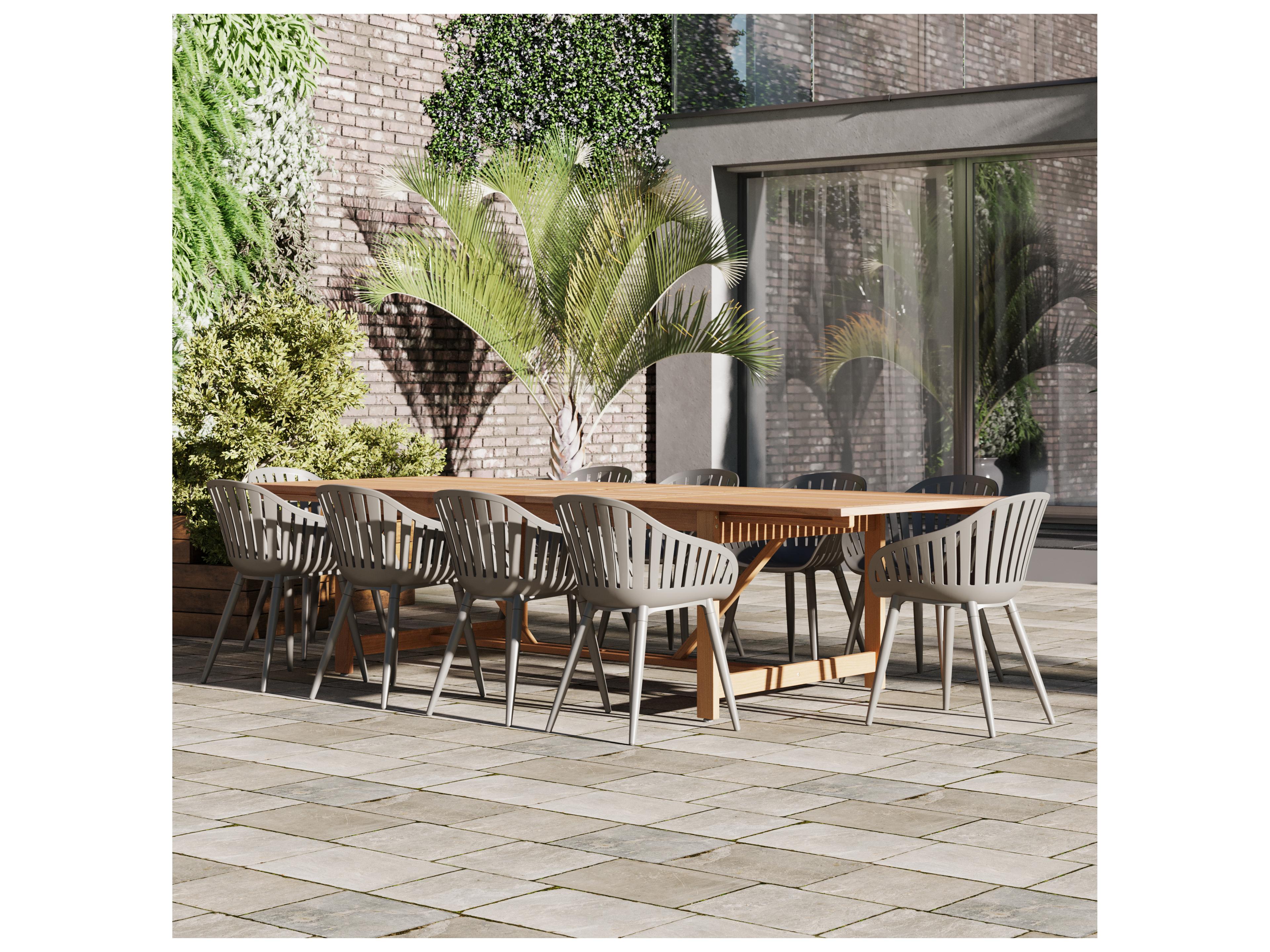 International Home Miami Amazonia Wood Aluminum Brown/Grey 11 Piece Rectangular Patio Dining Set