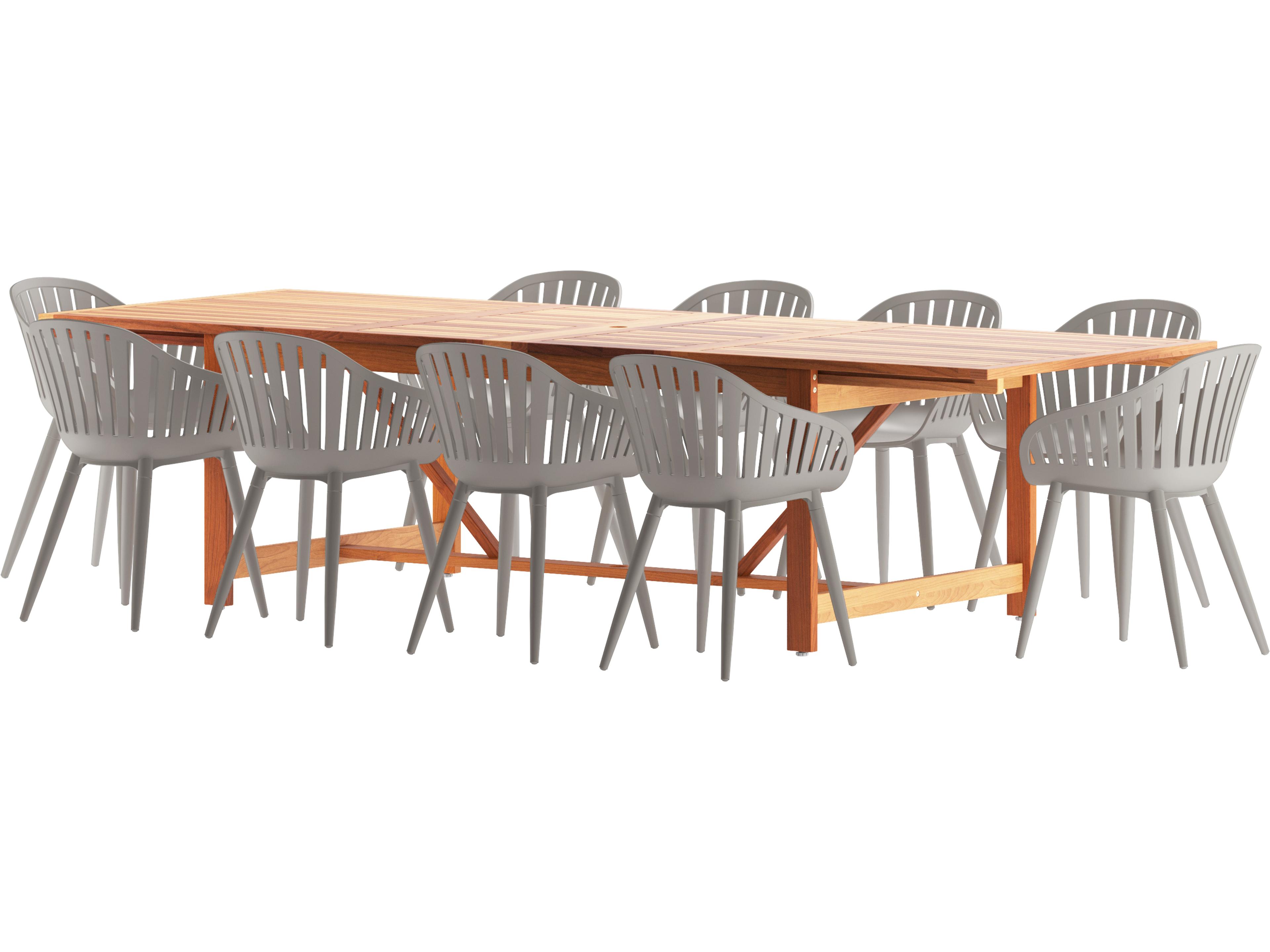 Amazonia Wood Aluminum Brown/Grey 11 Piece Rectangular Outdoor Patio Dining Set