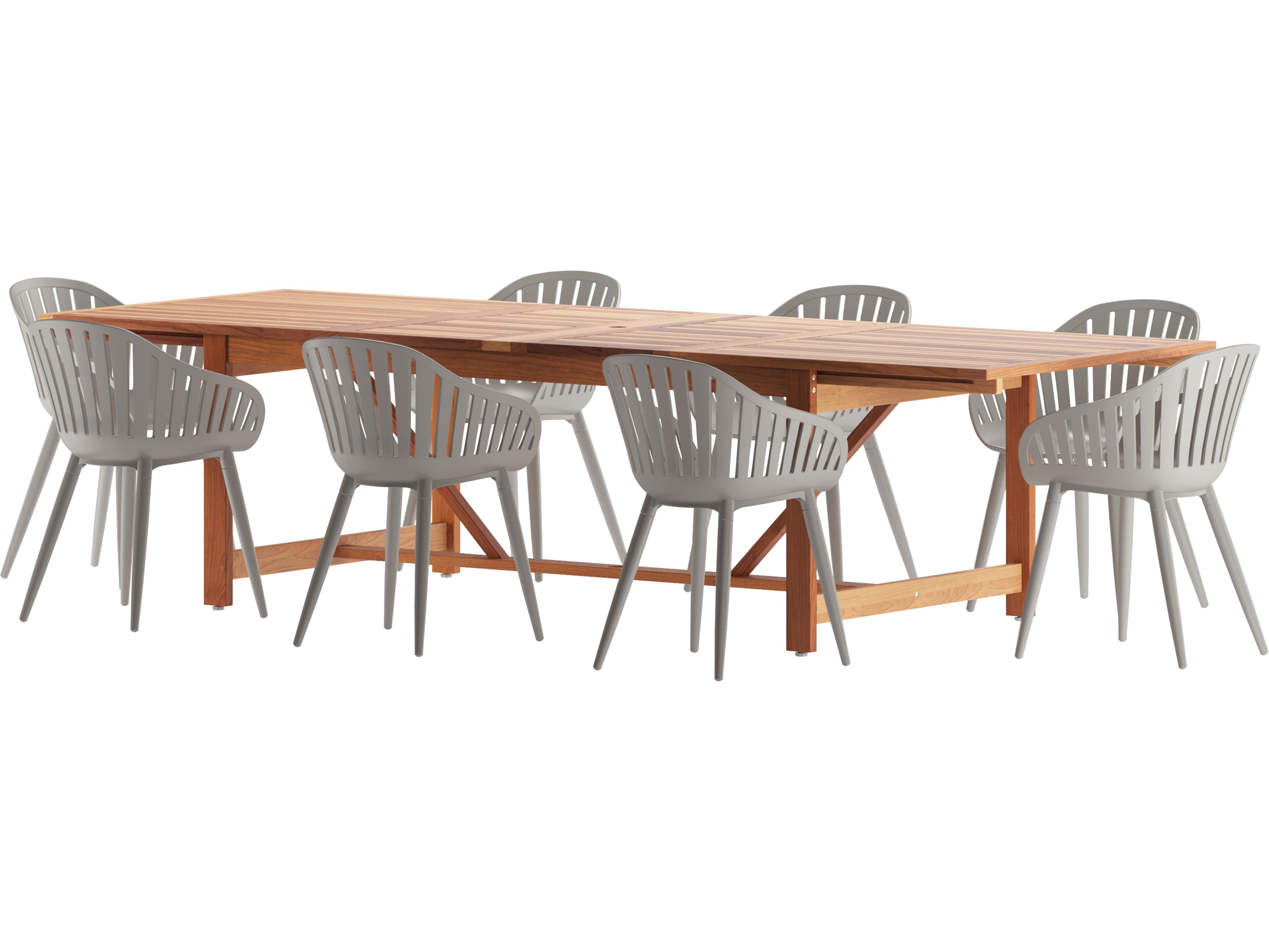 Amazonia Wood Aluminum Brown/Grey 9 Piece Rectangular Outdoor Patio Dining Set