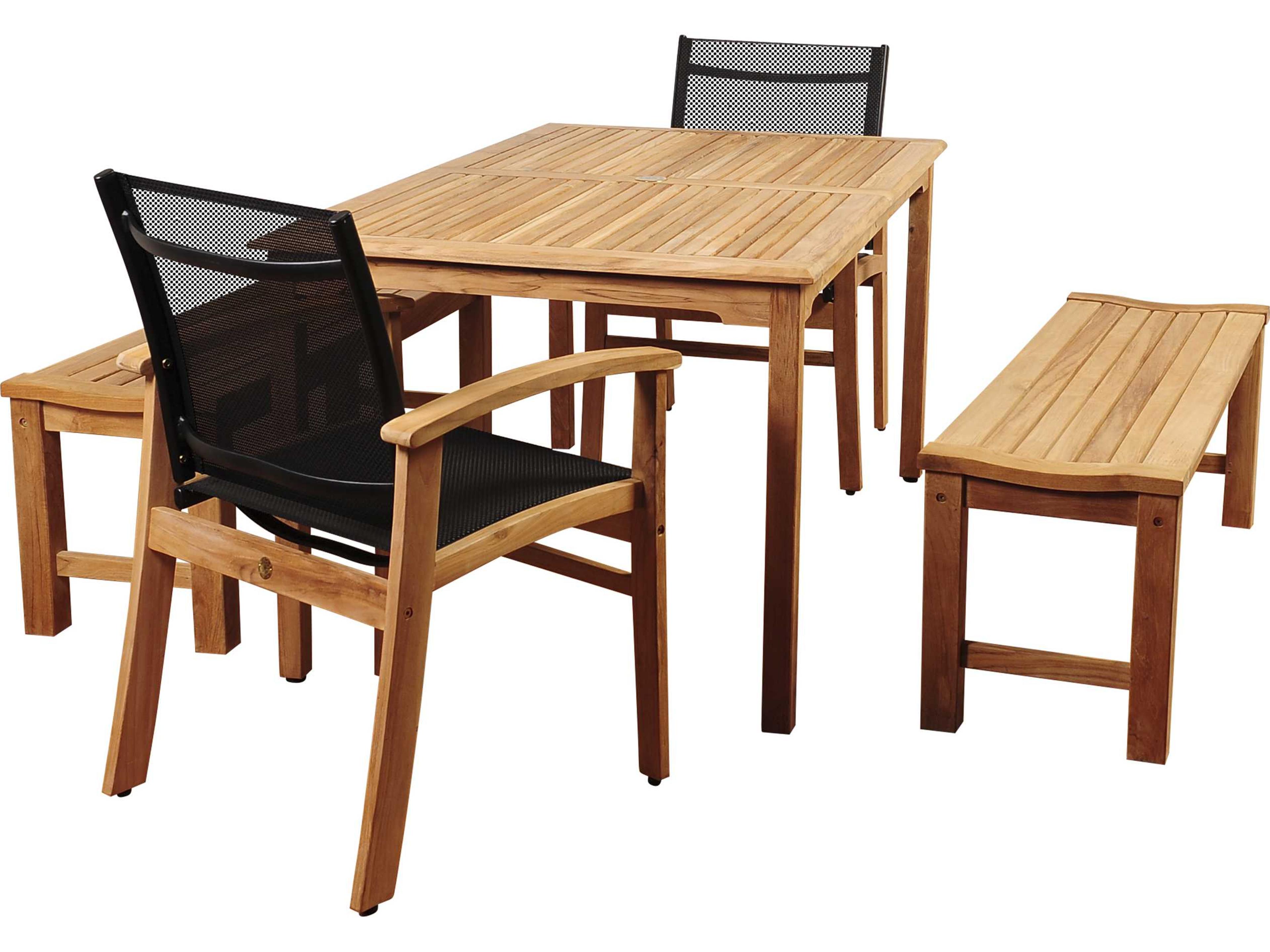 Amazonia Walnut 5 Piece Teak Rectangular Outdoor Patio Dining Set