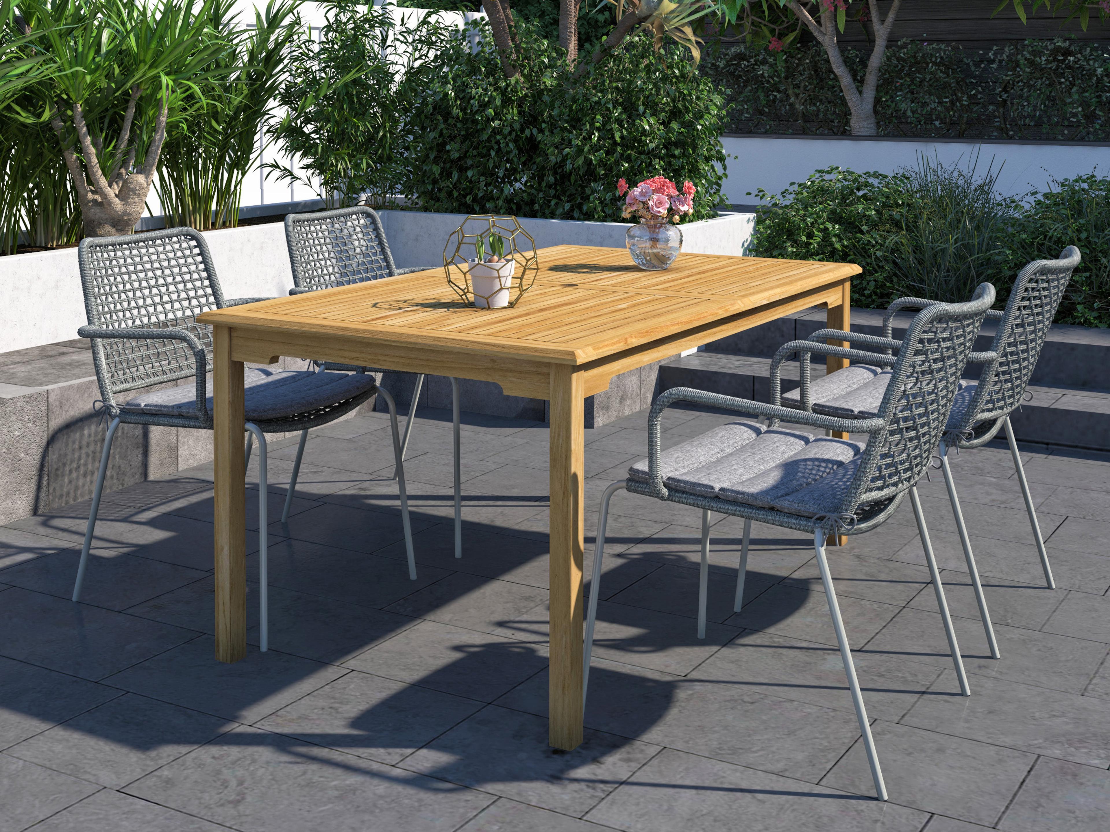 Amazonia 5 Piece Rectangular Outdoor Patio Dining Set Certified Teak