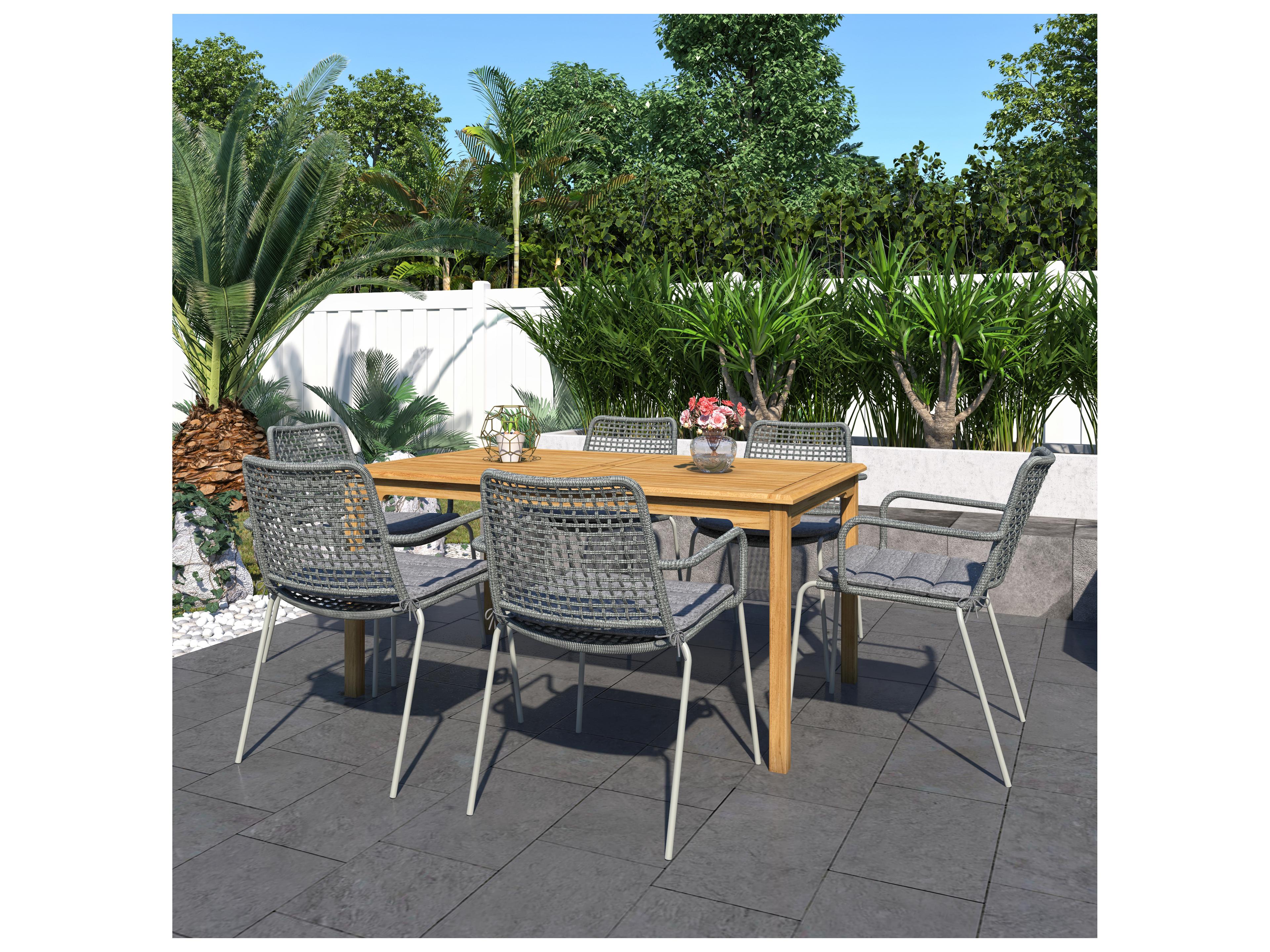 Amazonia 7 Piece Rectangular Outdoor Dining Set Certified Teak