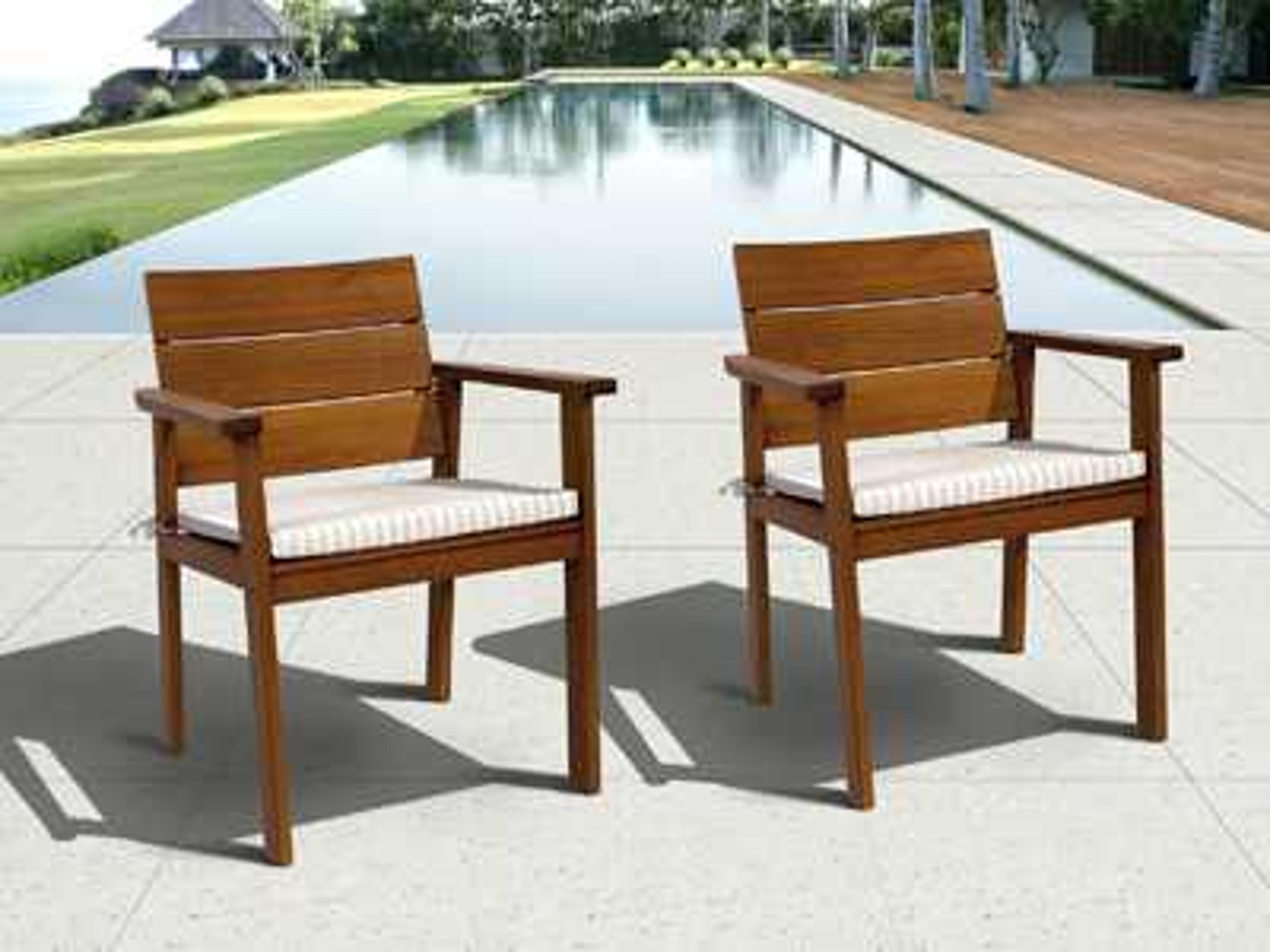 Amazonia Eucalyptus Nelson Patio Dining Arm Chair Set of 2