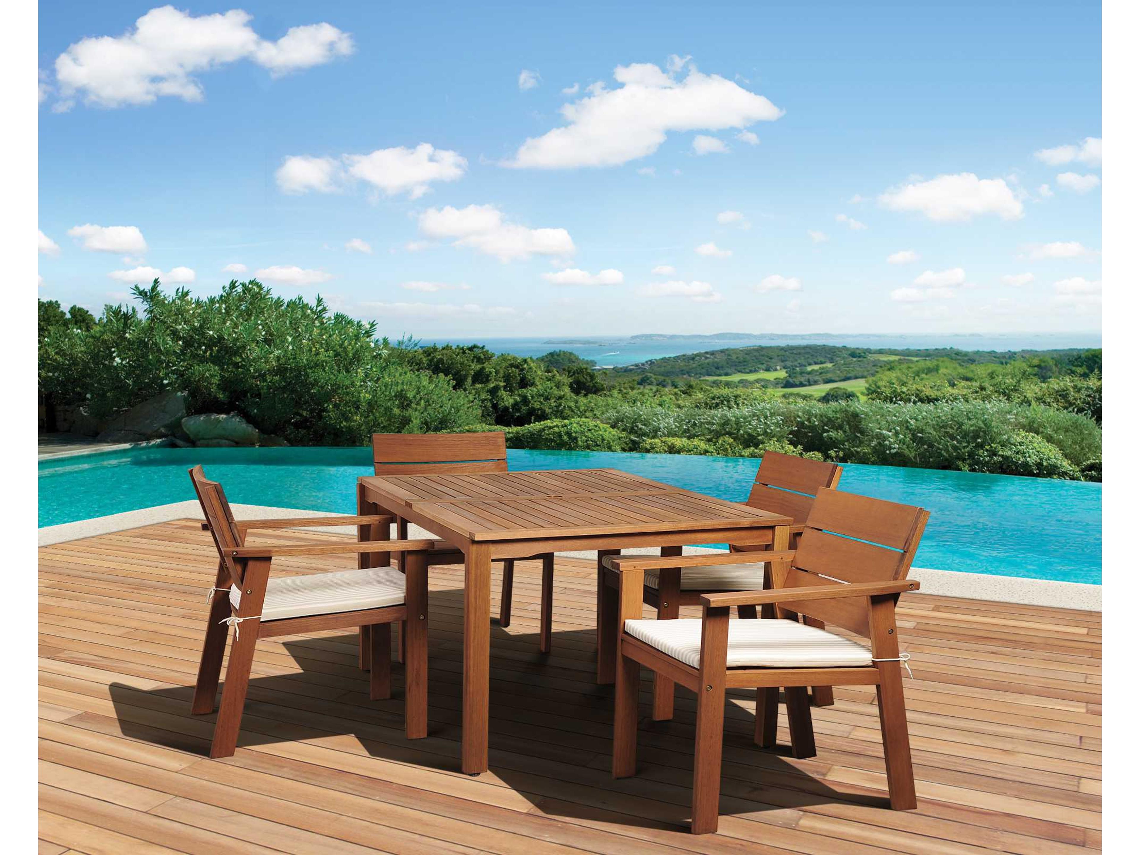 International Home Miami Amazonia Eucalyptus Rectangular Five piece Nelson Patio Dining Set