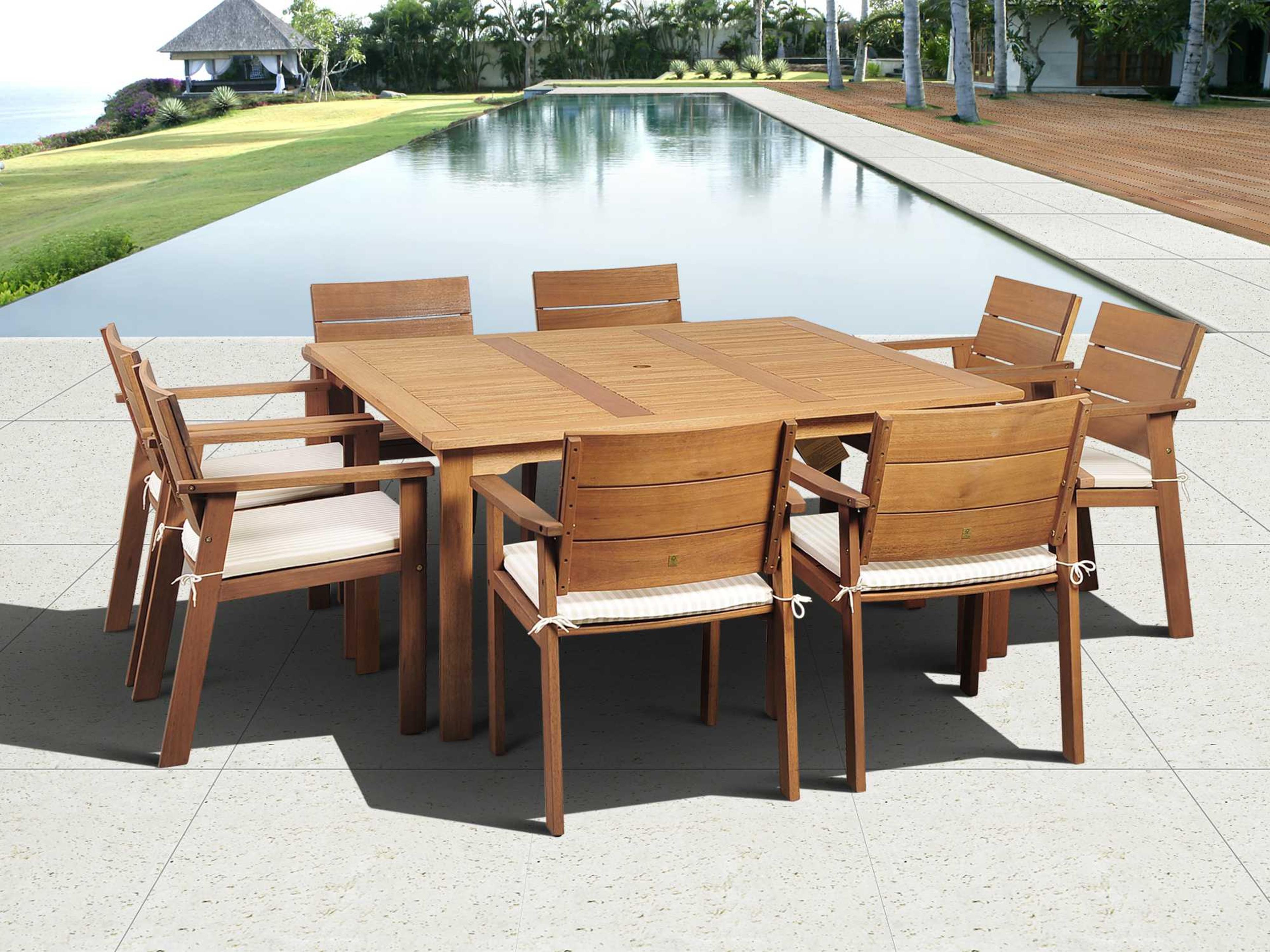 International Home Miami Amazonia Eucalyptus Square Nine piece Nelson Patio Dining Set