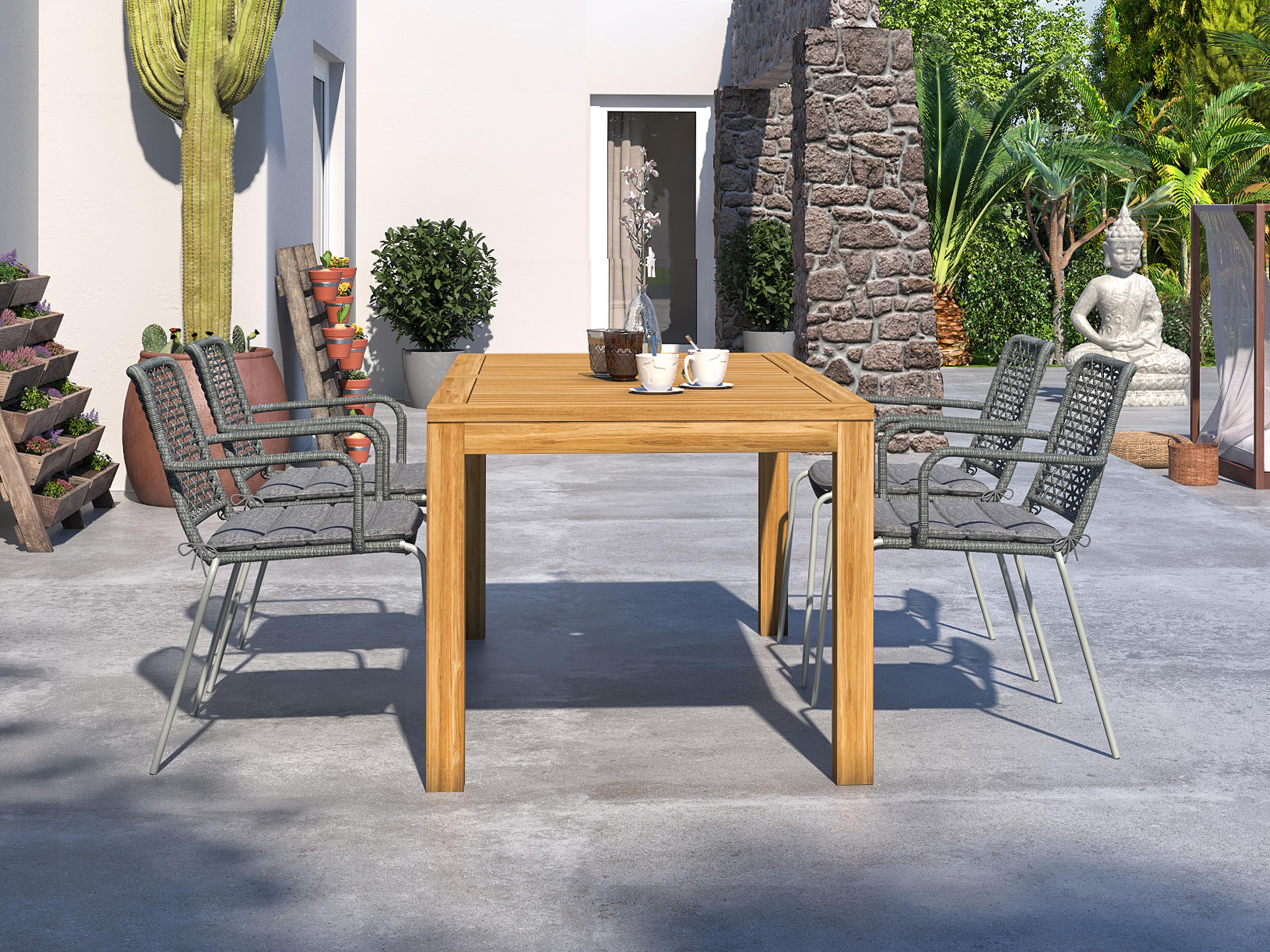 Amazonia 5 Piece Rectangular Outdoor Patio Dining Set Certified Teak