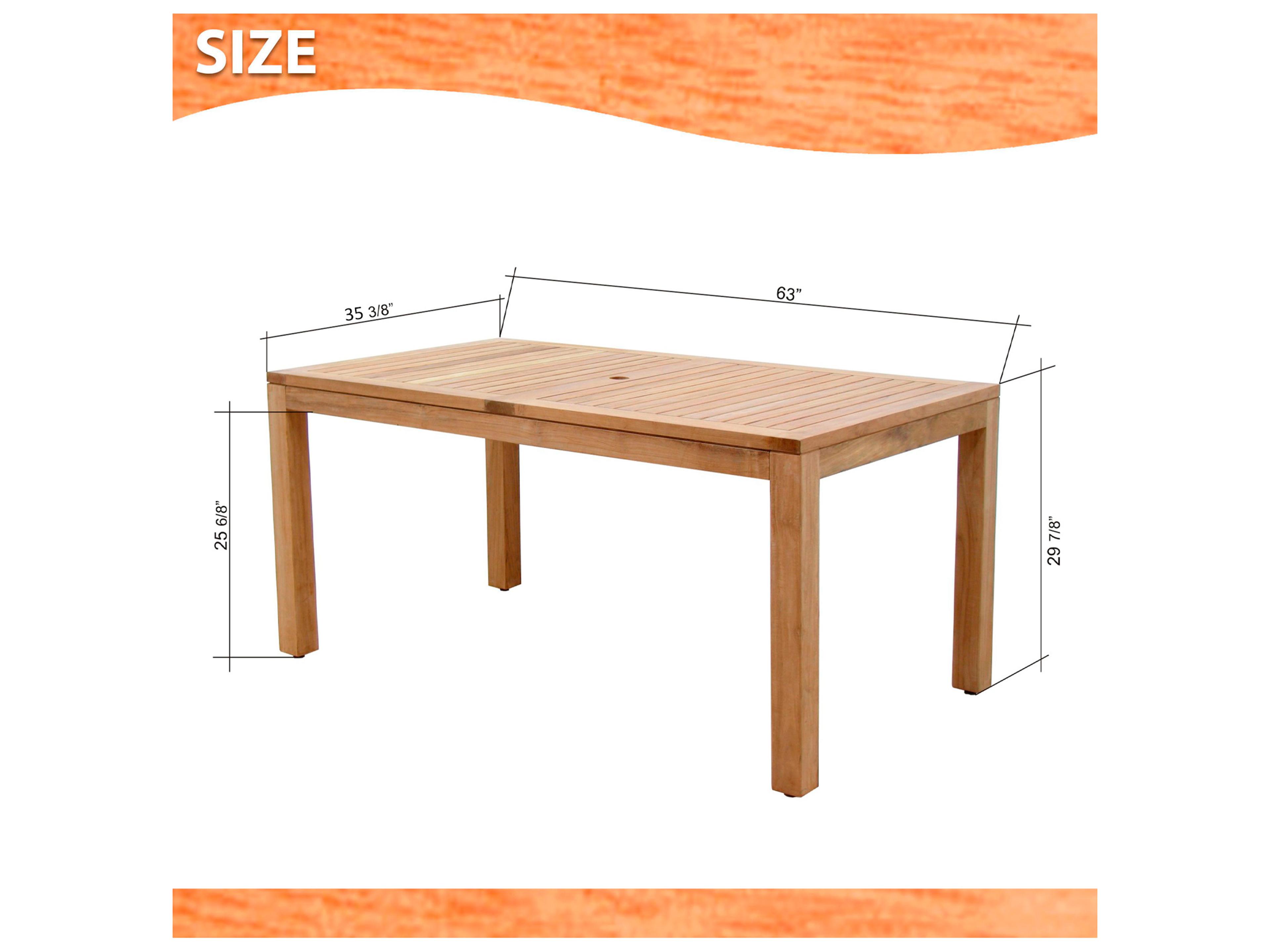 International Home Miami Amazonia 5 Piece Rectangular Outdoor Patio Dining Set Certified Teak