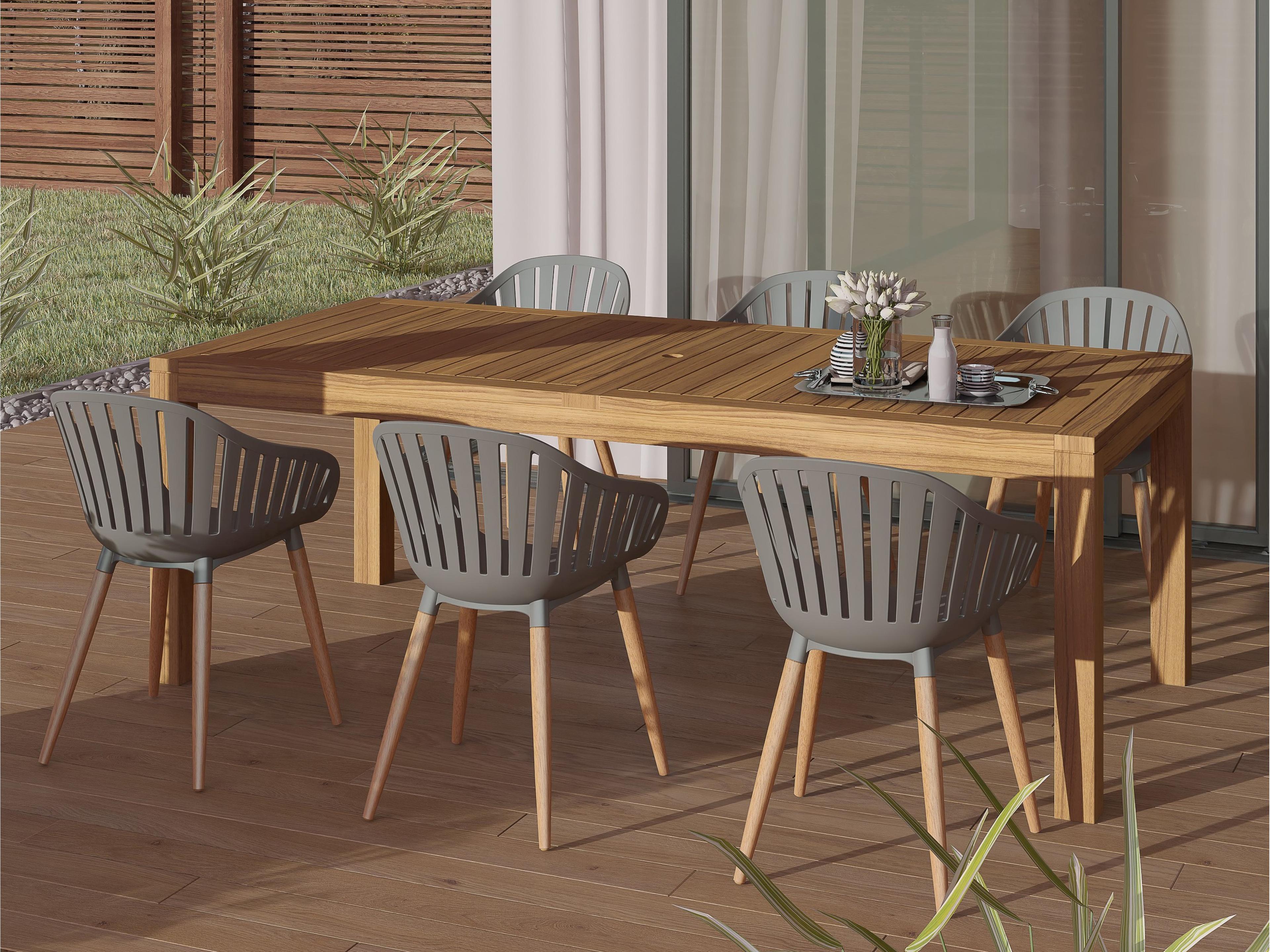Amazonia 7 Piece Rectangular Outdoor Dining Set Certified Teak