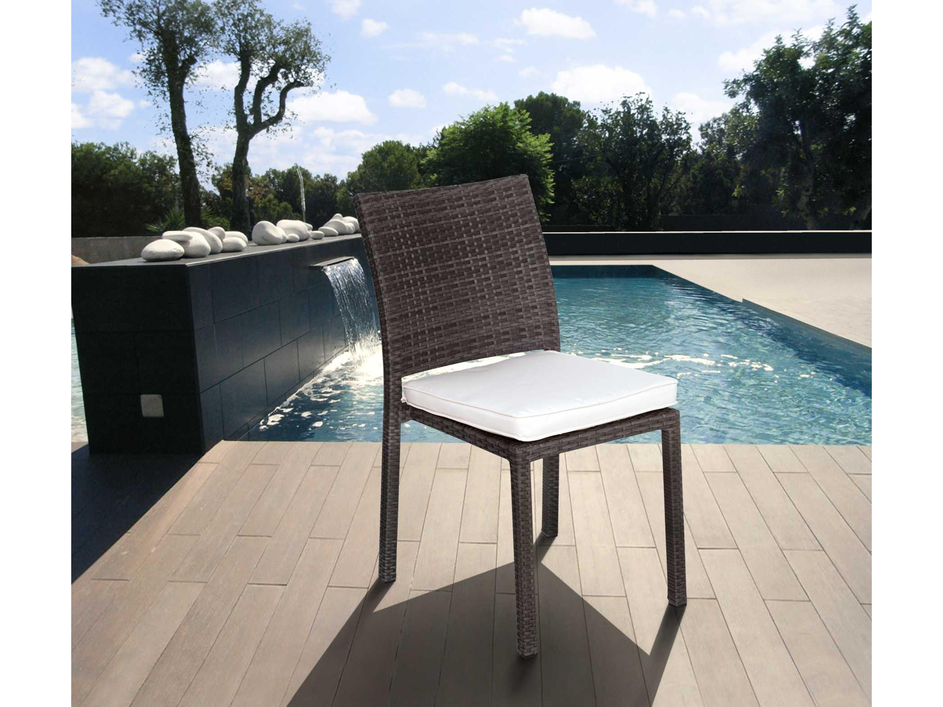 International Home Miami Amazonia Teak/Wicker Rectangular Nine Piece Damian Outdoor Patio Dining Set with Off-White Cushions