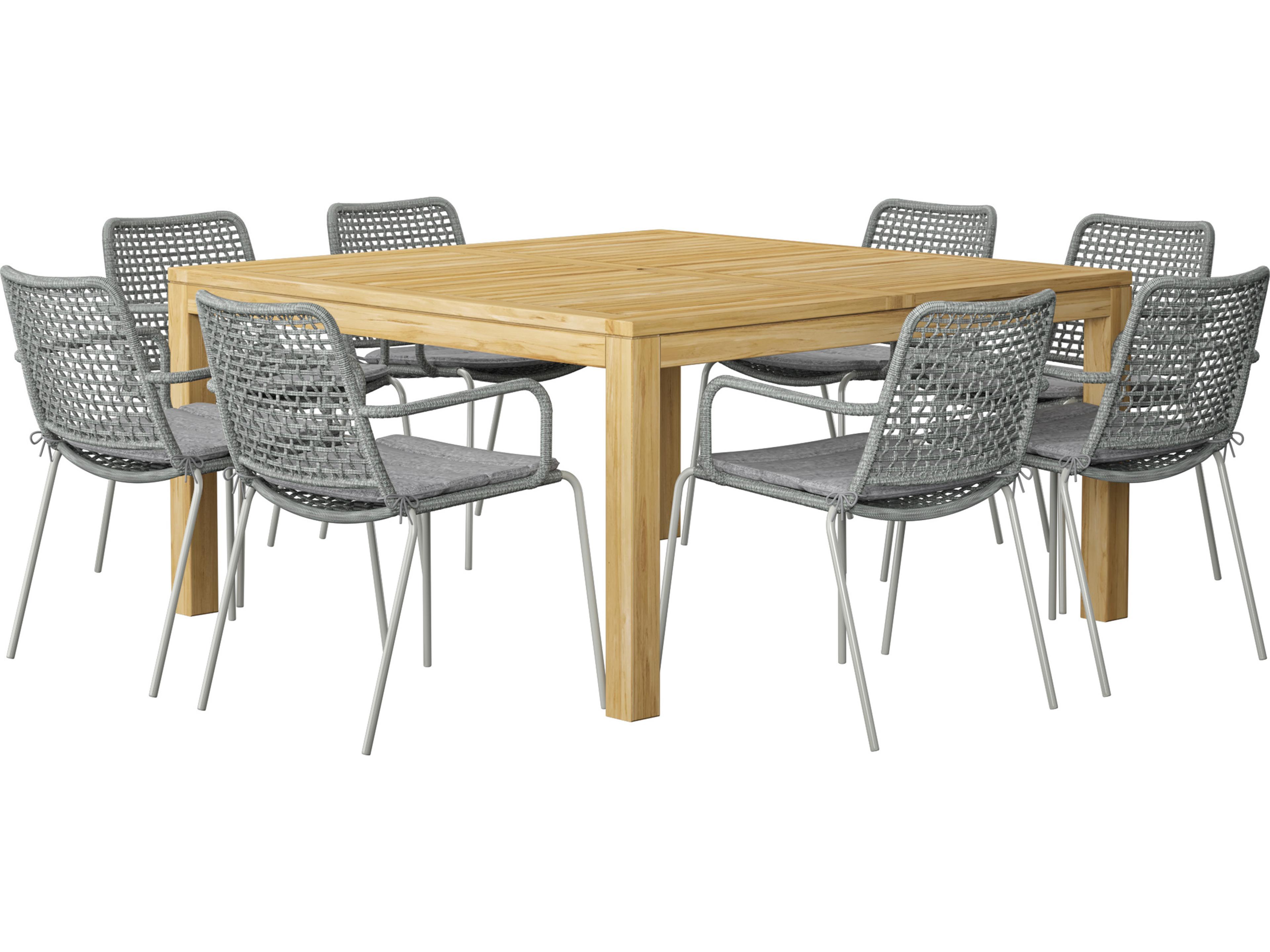 International Home Miami Amazonia 9 Piece Square Outdoor Dining Set Certified Teak