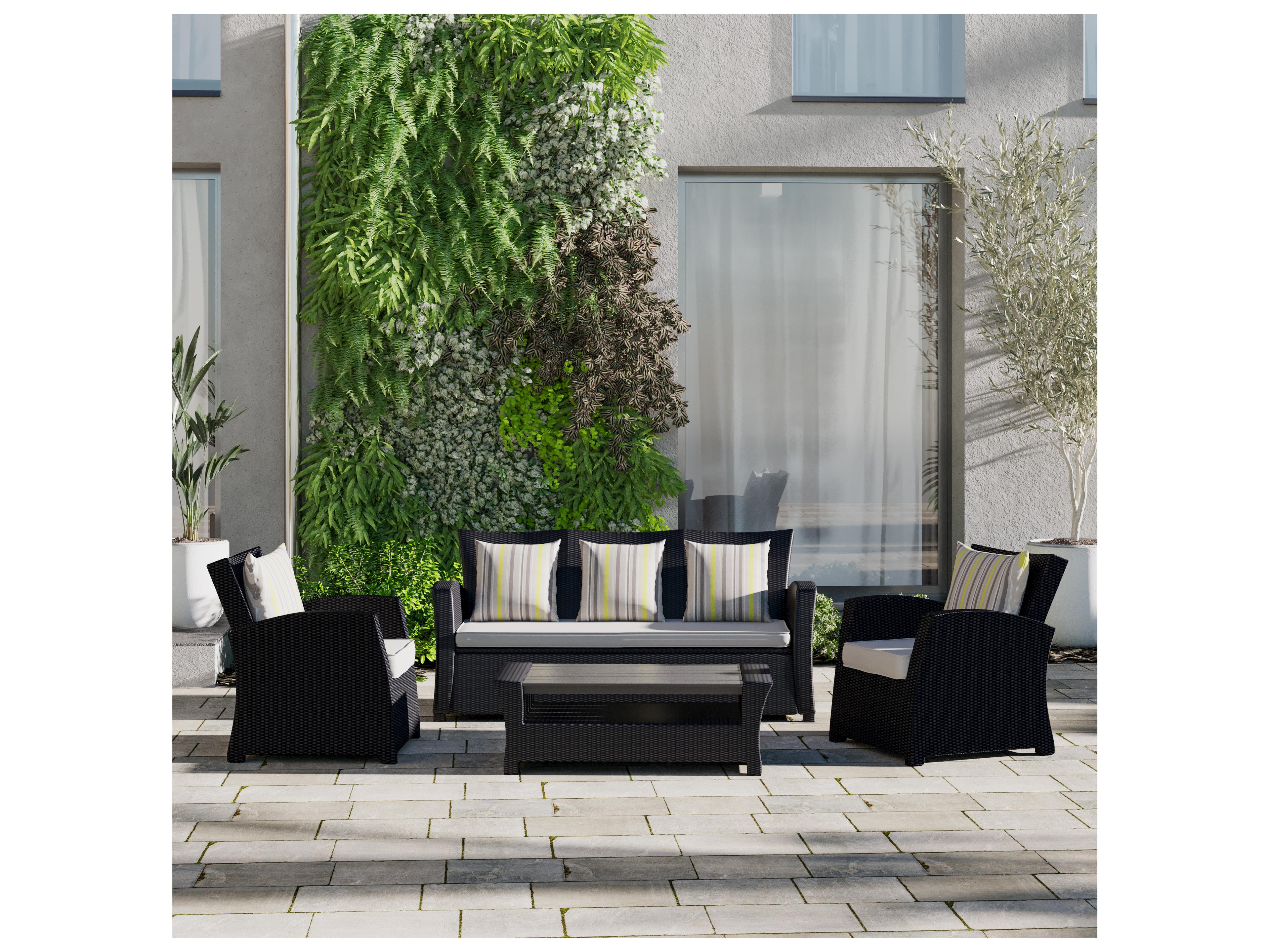 International Home Miami Atlantic Wicker Cushion Outdoor Lounge Set
