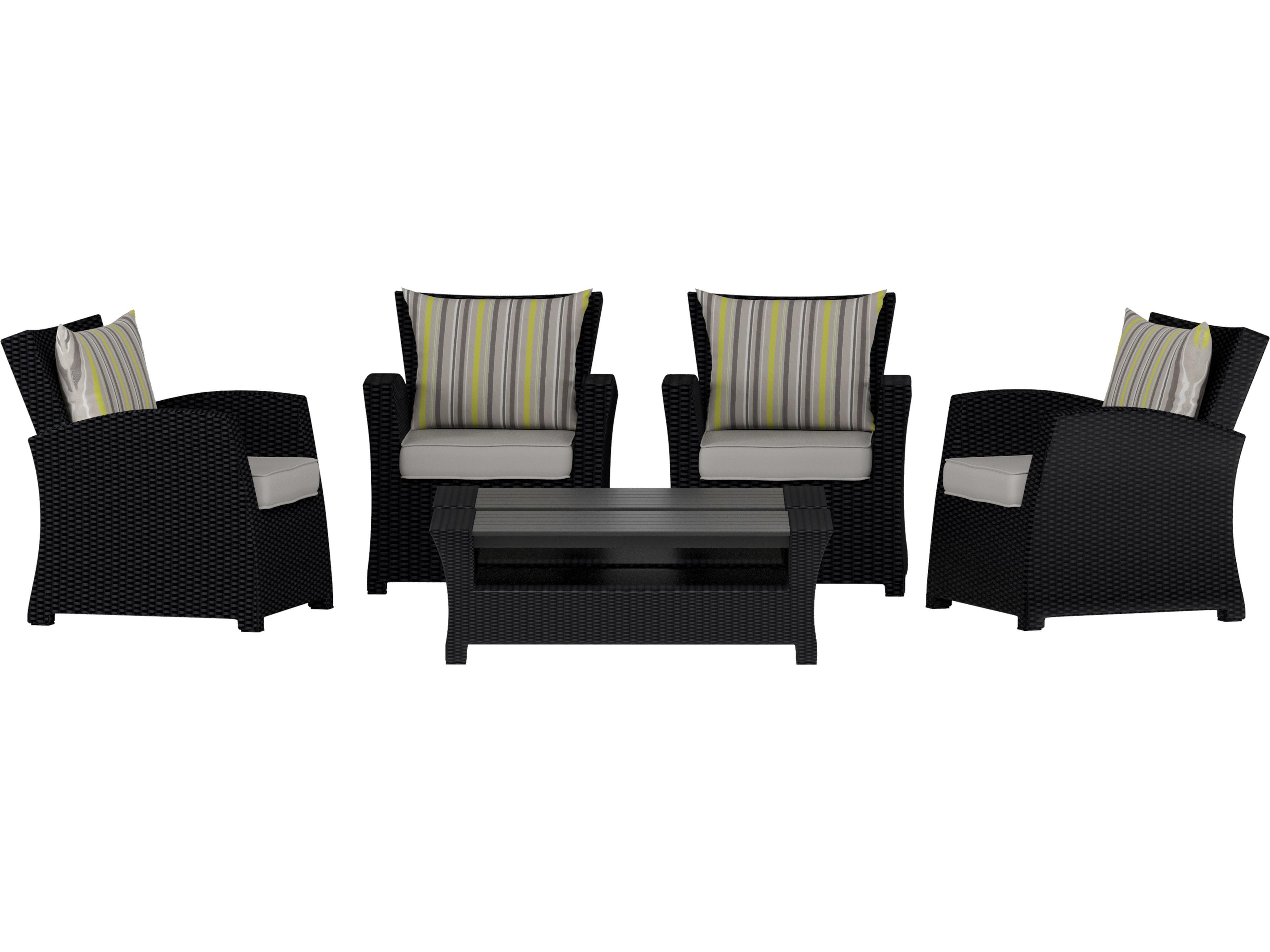 International Home Miami Atlantic Wicker Cushion Outdoor Patio Lounge Set