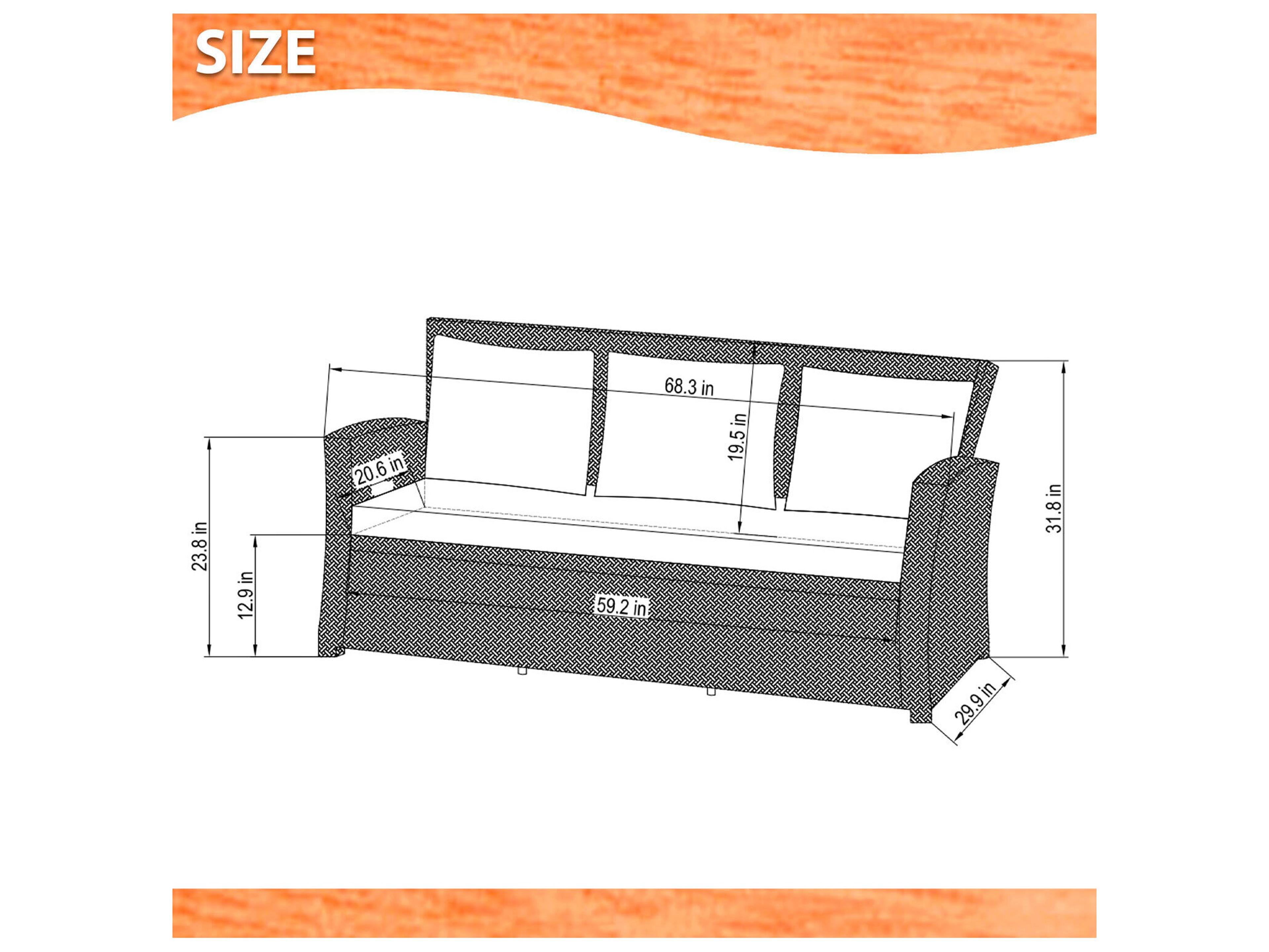 International Home Miami Atlantic Wicker Cushion Outdoor Patio Sofa