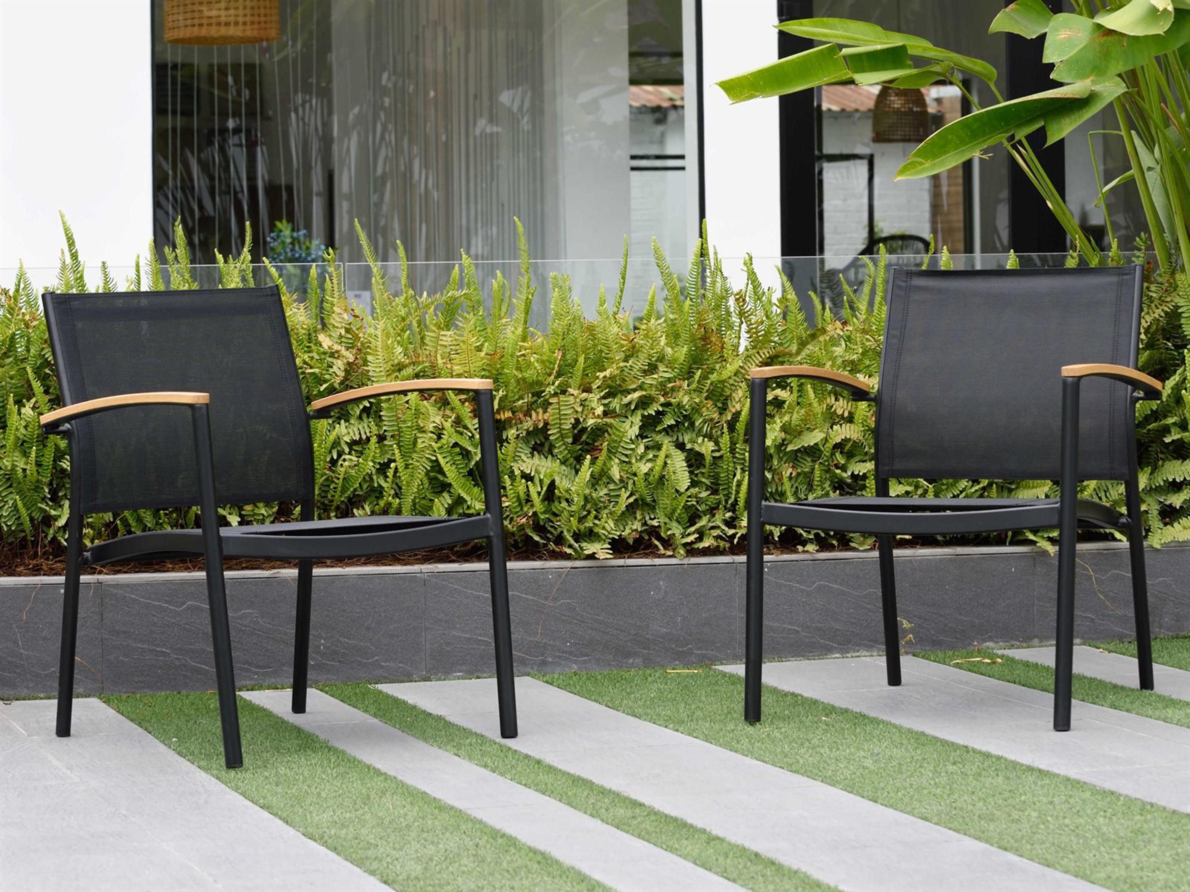 Amazonia Fontana 2 Piece Aluminum Sling Outdoor Patio Dining Chair Set