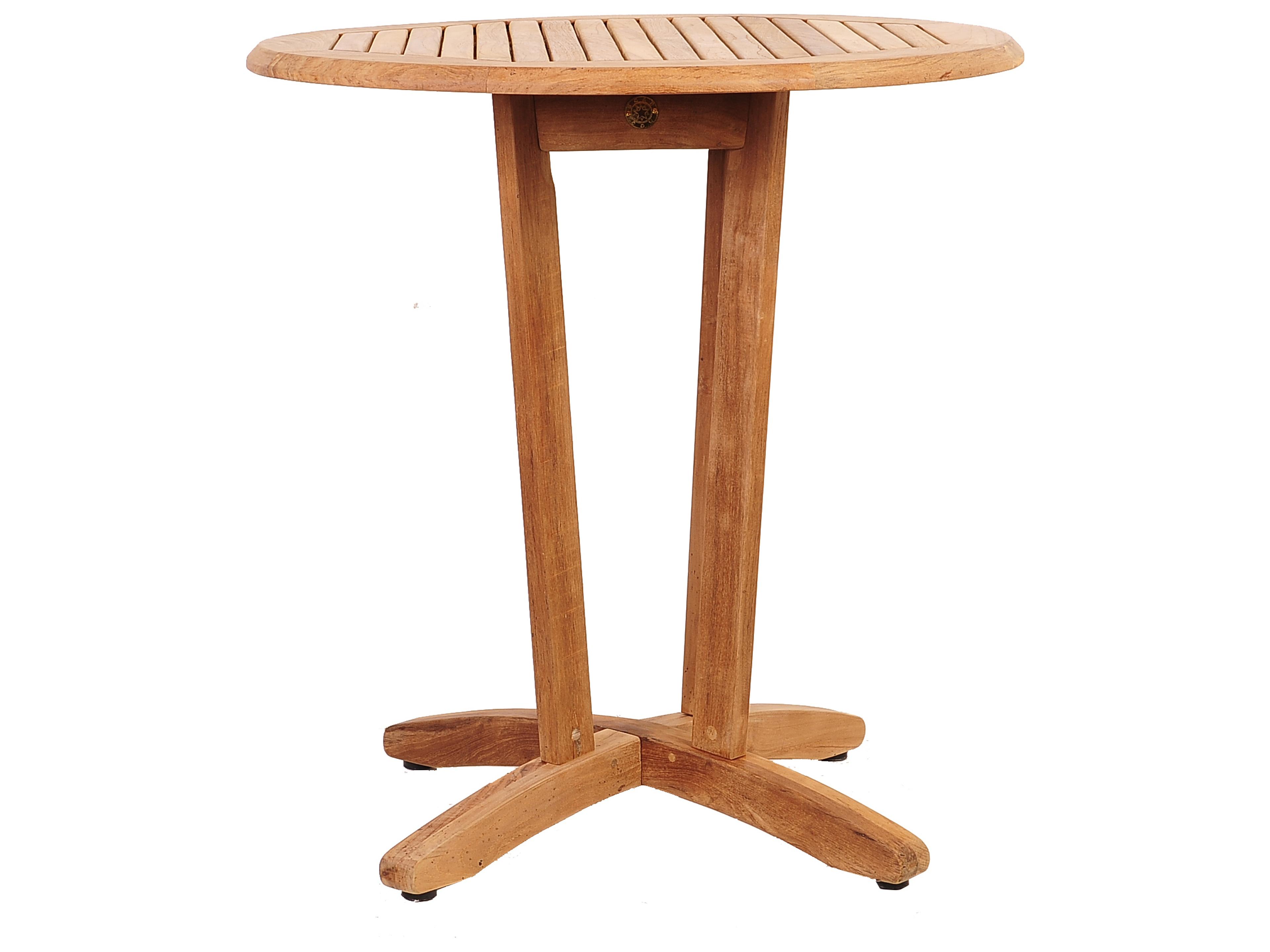 International Home Miami Amazonia 3 Piece Teak 100% FSC Certified Solid Wood For Outdoor Round Table With White Chair