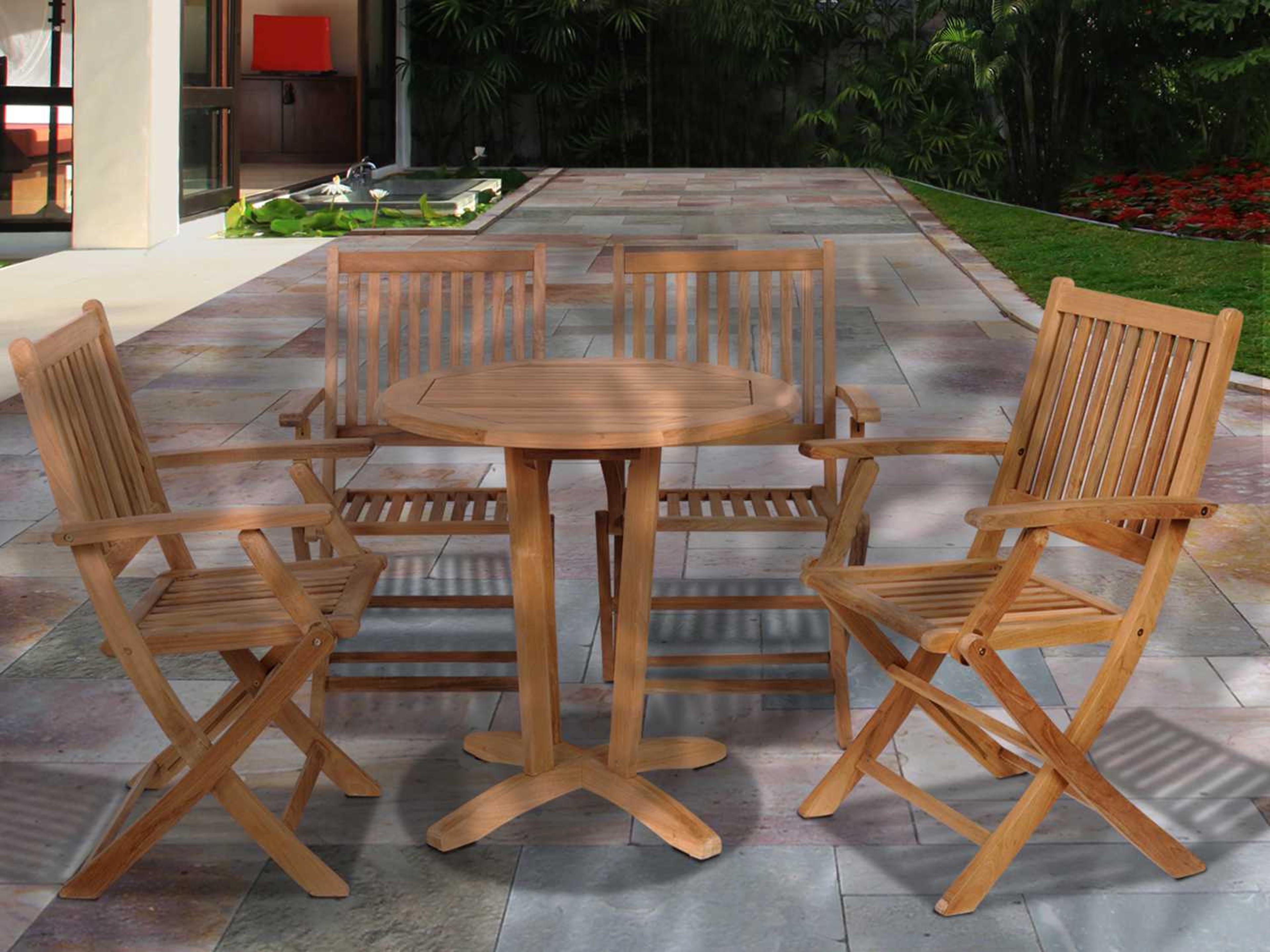 Amazonia Teak Round Five Piece Kansas Bistro Set
