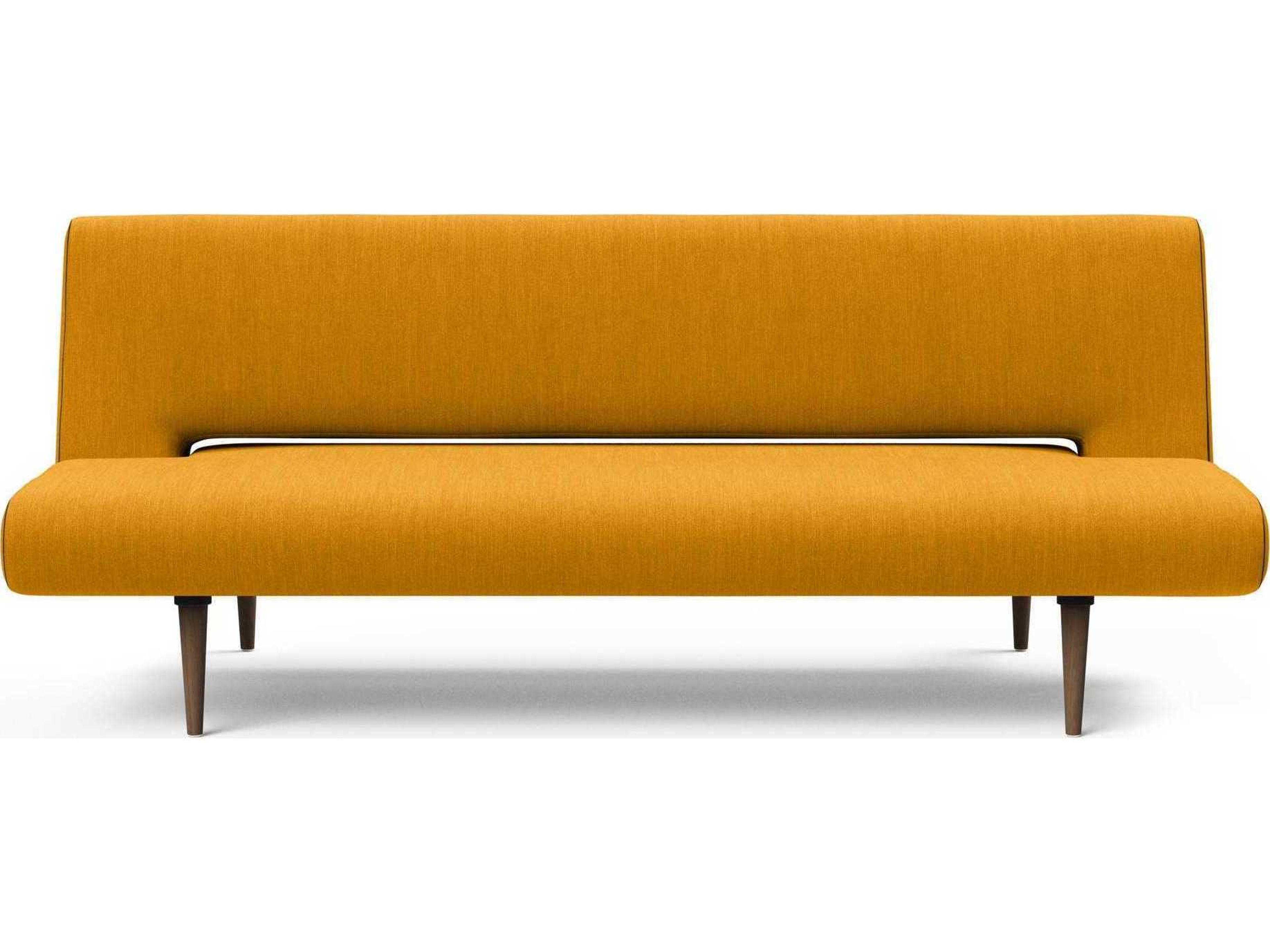 Innovation Unfurl Elegance Burned Curry Dark Stained Wood Orange Upholstered Sofa Bed