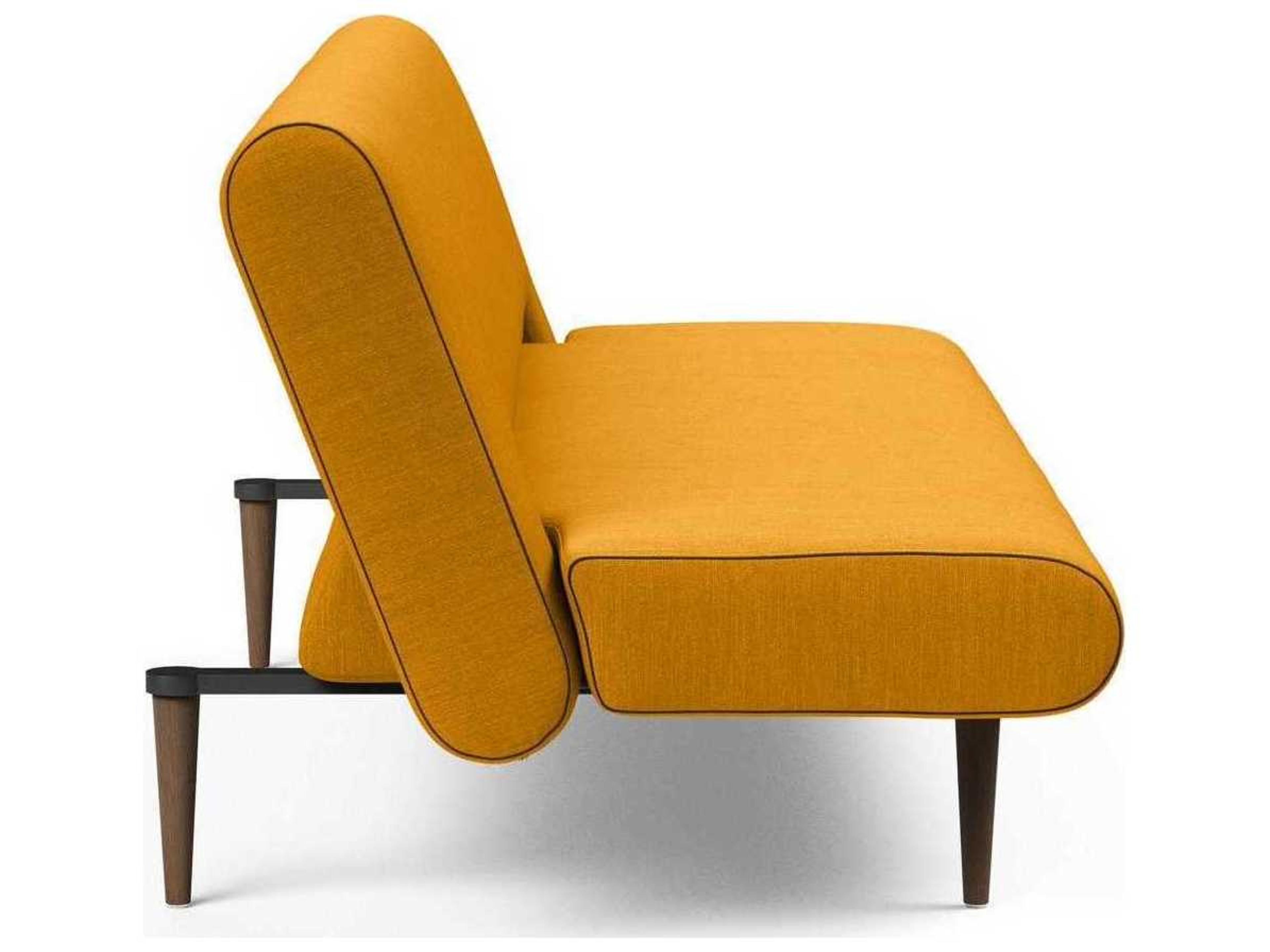 Innovation Unfurl Elegance Burned Curry Dark Stained Wood Orange Upholstered Sofa Bed