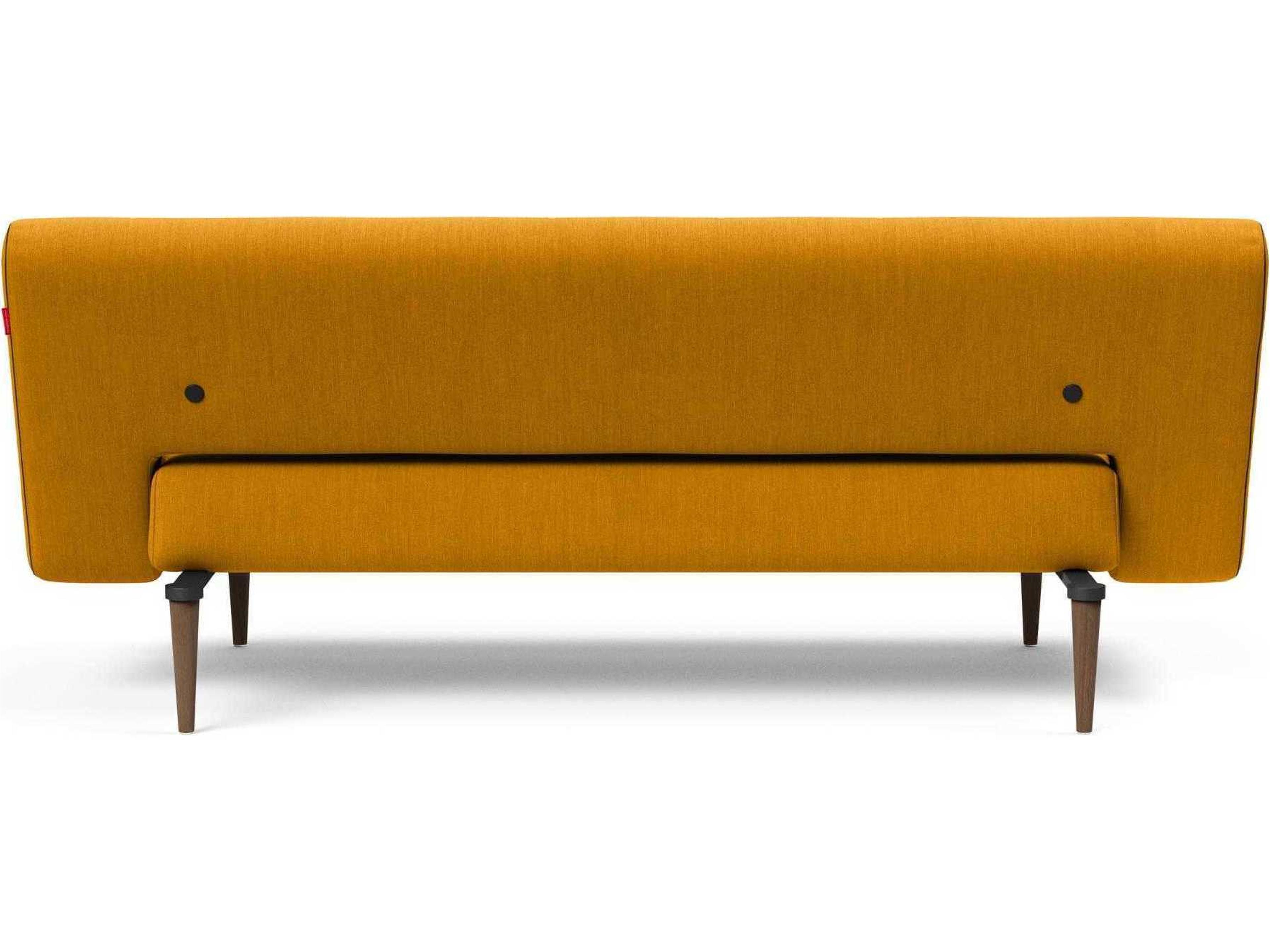 Innovation Unfurl Elegance Burned Curry Dark Stained Wood Orange Upholstered Sofa Bed