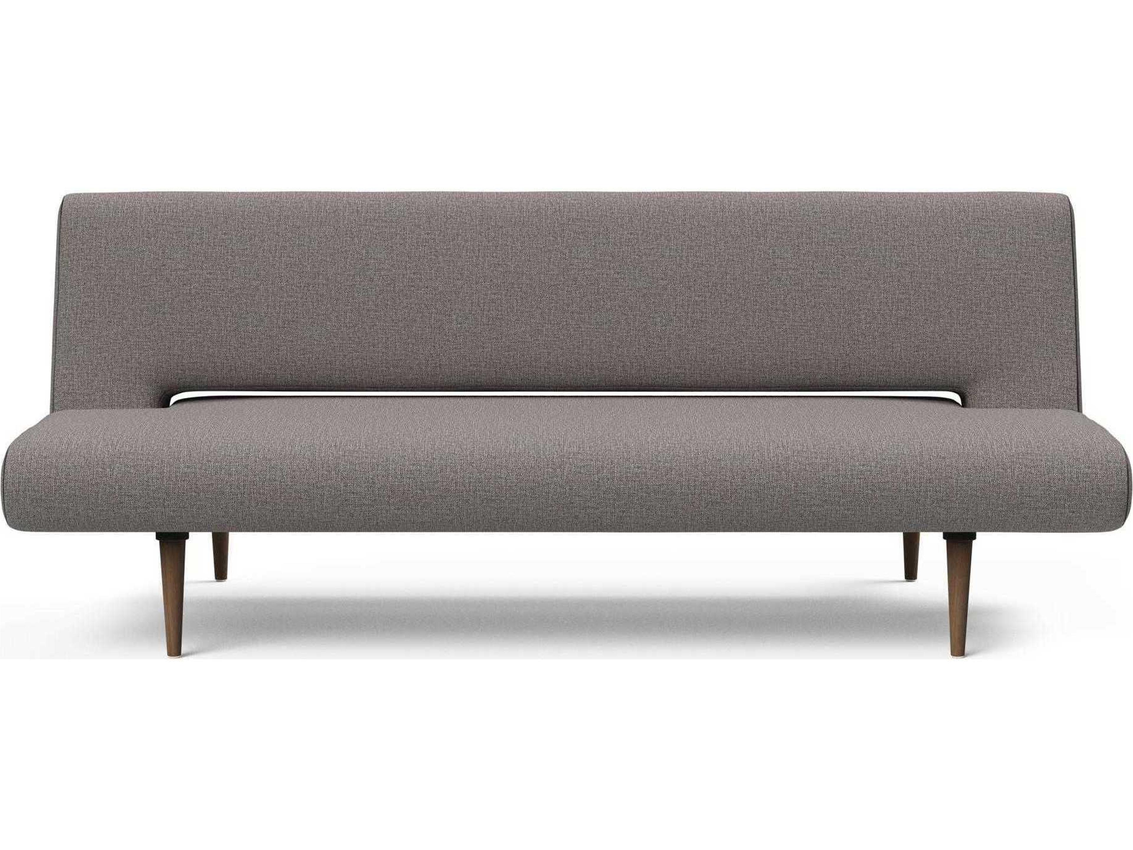 Innovation Unfurl Mixed Dance Grey Dark Stained Wood Upholstered Sofa Bed