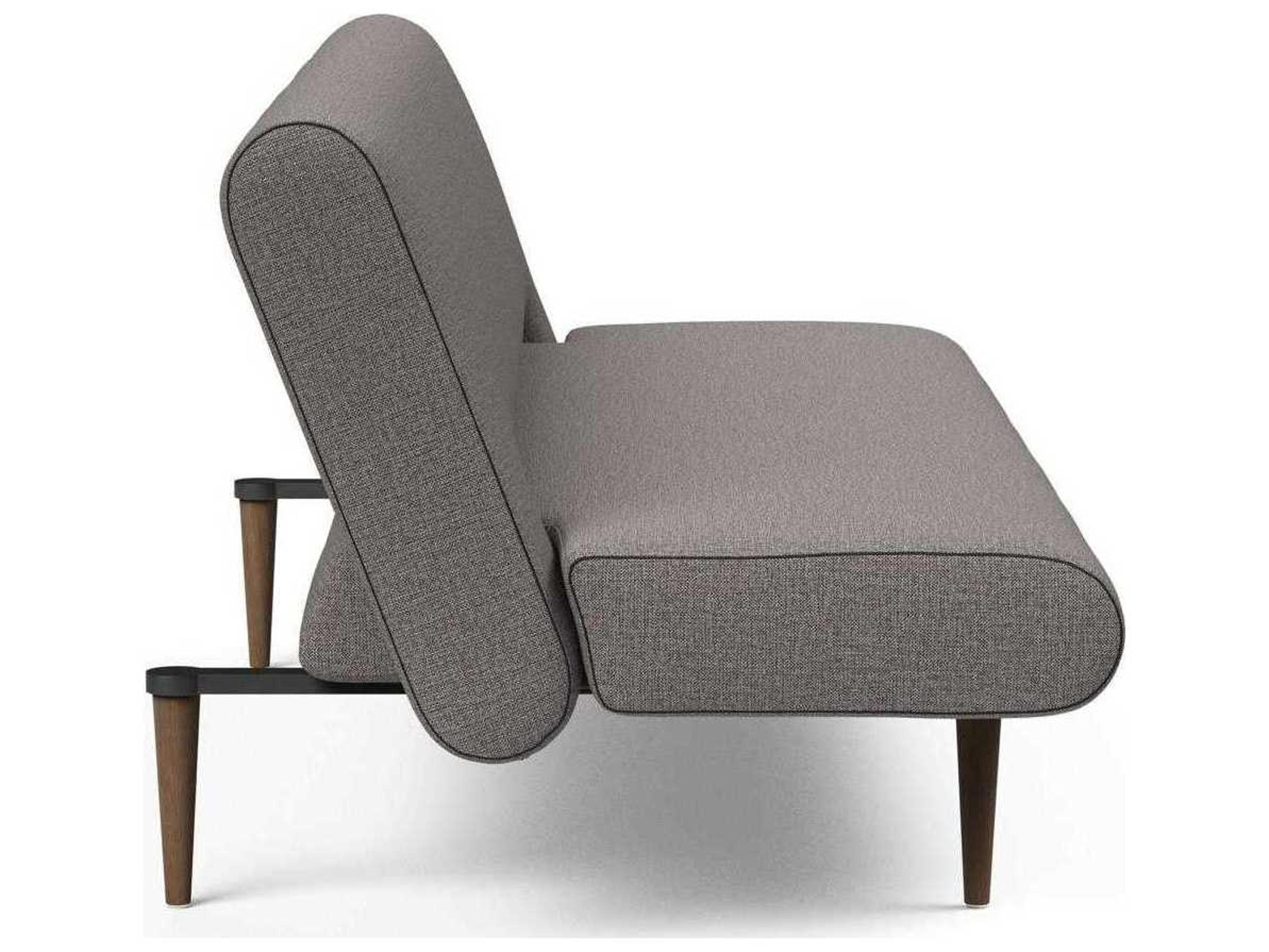 Innovation Unfurl Mixed Dance Grey Dark Stained Wood Upholstered Sofa Bed