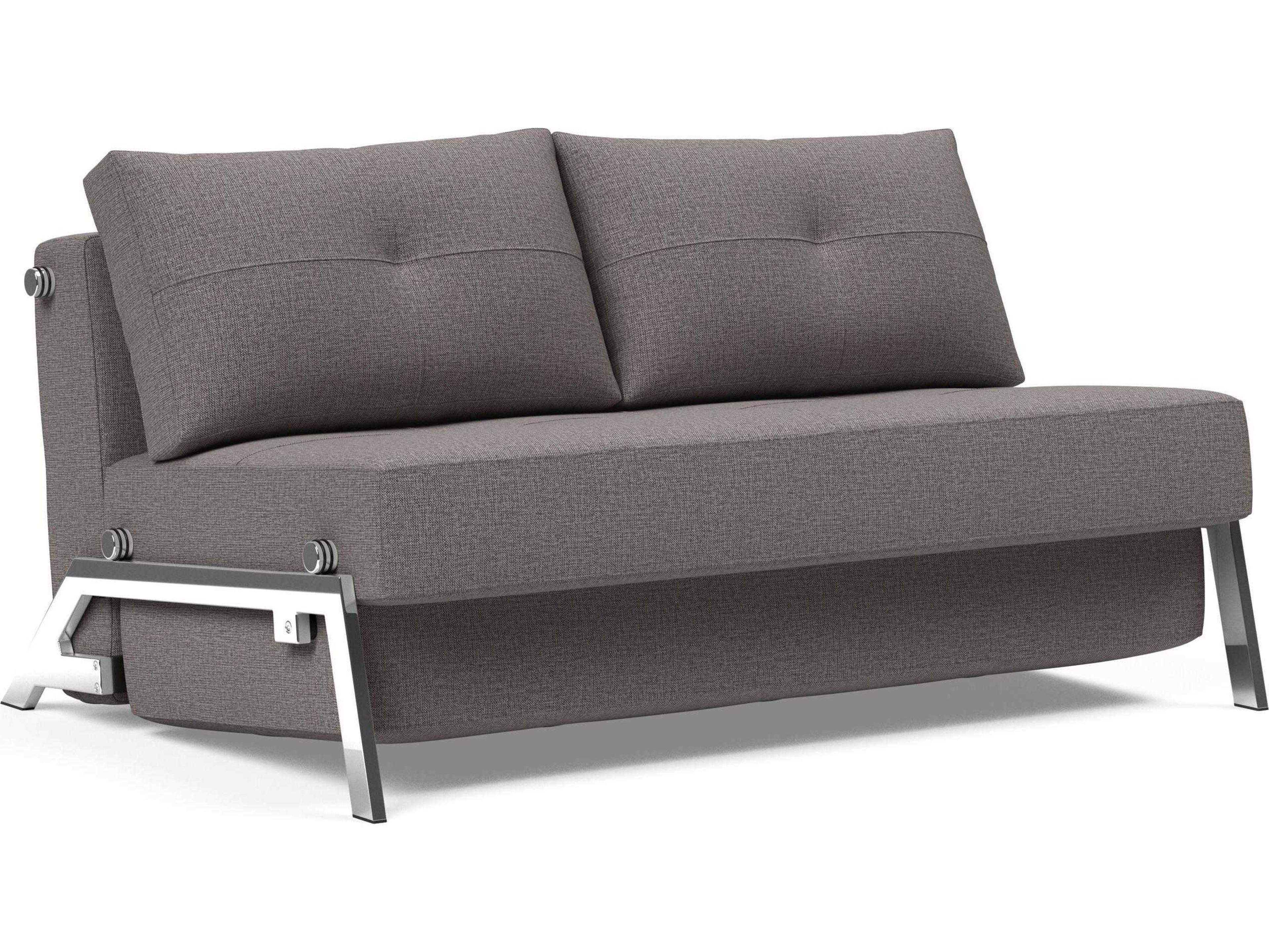 Cubed Upholstered Sofa Bed Chrome Legs
