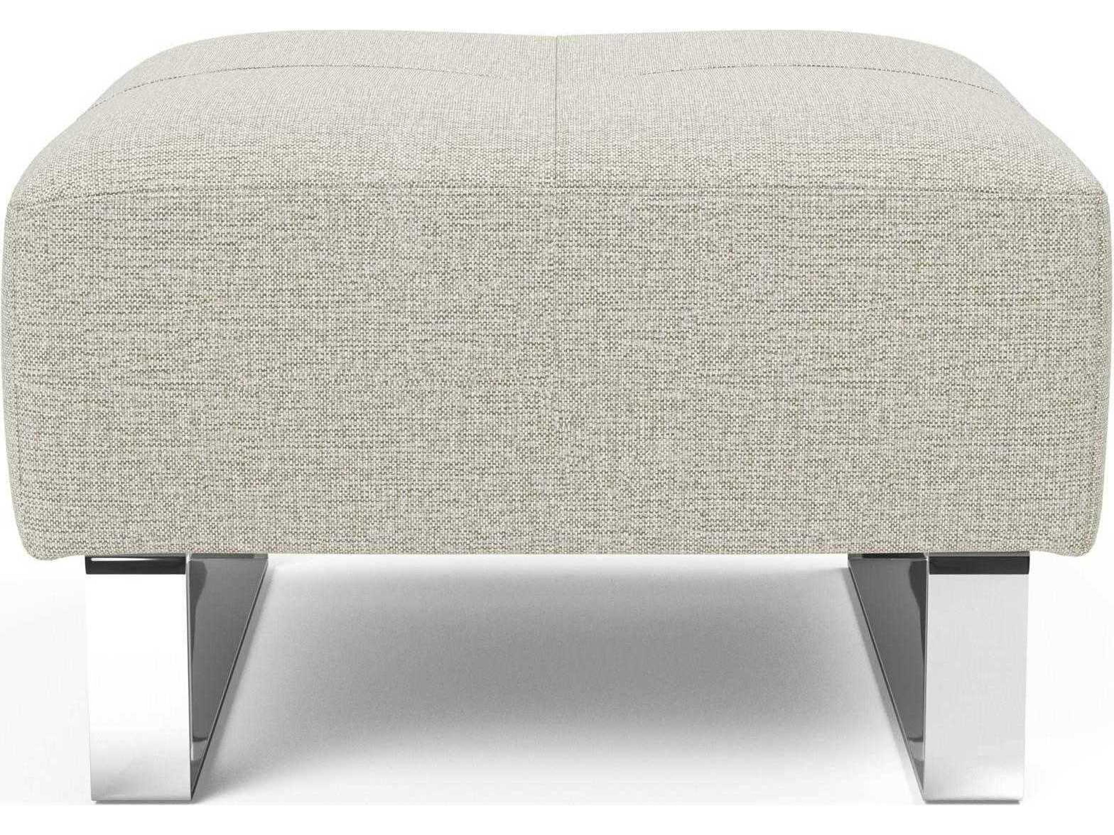Innovation Deluxe Excess Mixed Dance Natural Chrome Silver Upholstered Ottoman
