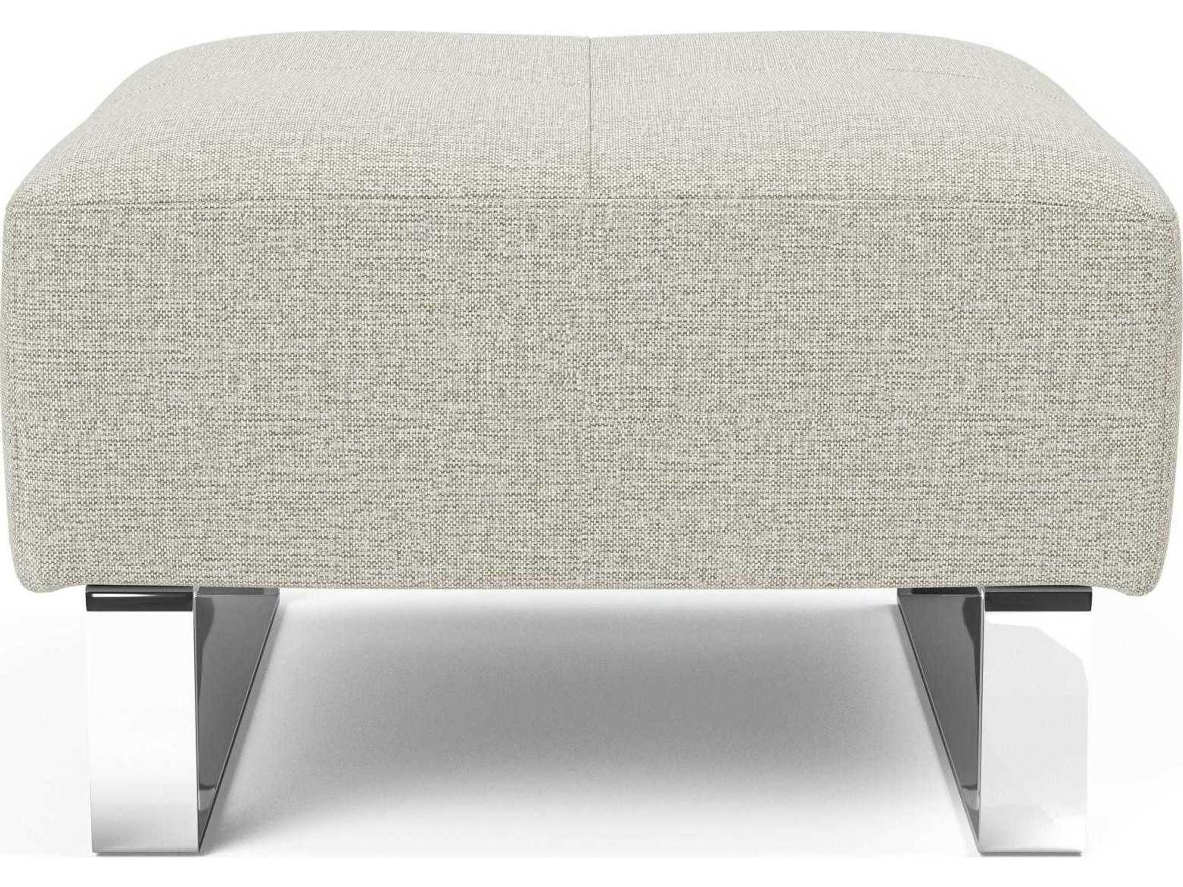 Innovation Deluxe Excess Mixed Dance Natural Chrome Silver Upholstered Ottoman