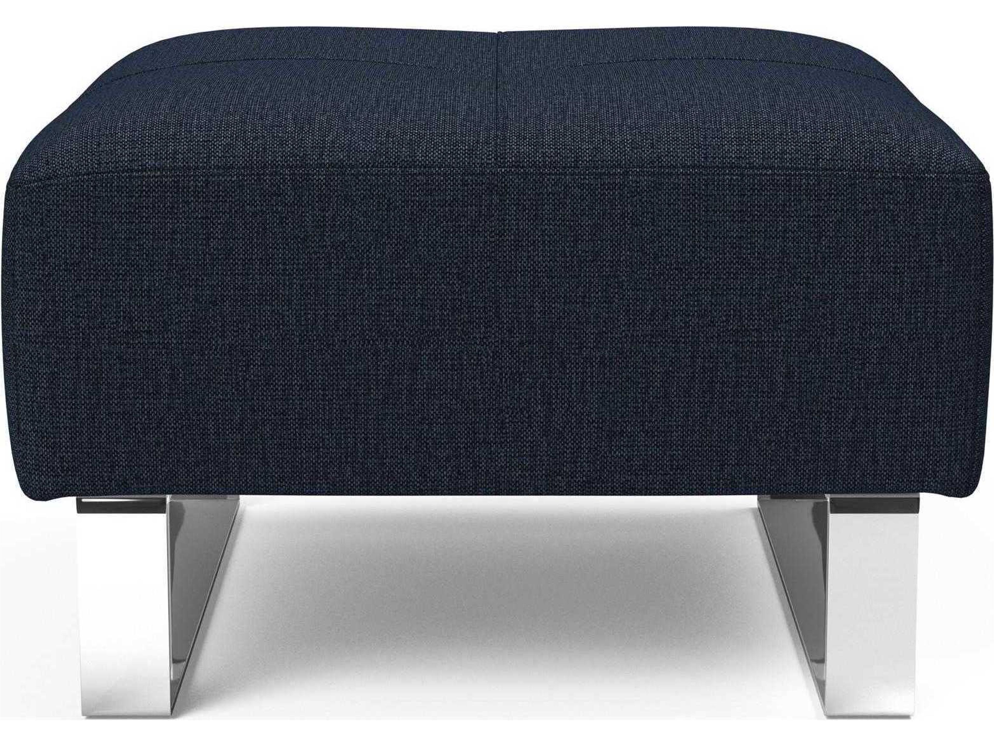 Innovation Deluxe Excess Mixed Dance Blue Chrome Upholstered Ottoman