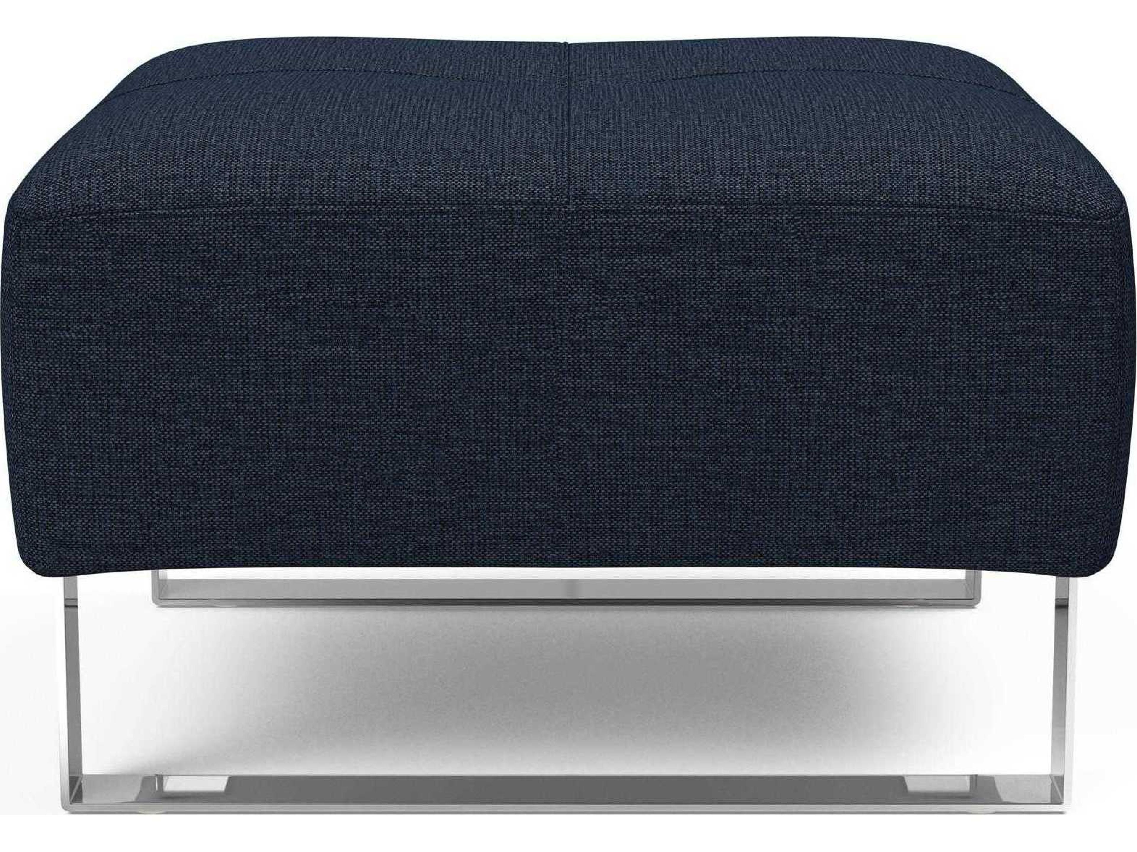 Innovation Deluxe Excess Mixed Dance Blue Chrome Upholstered Ottoman