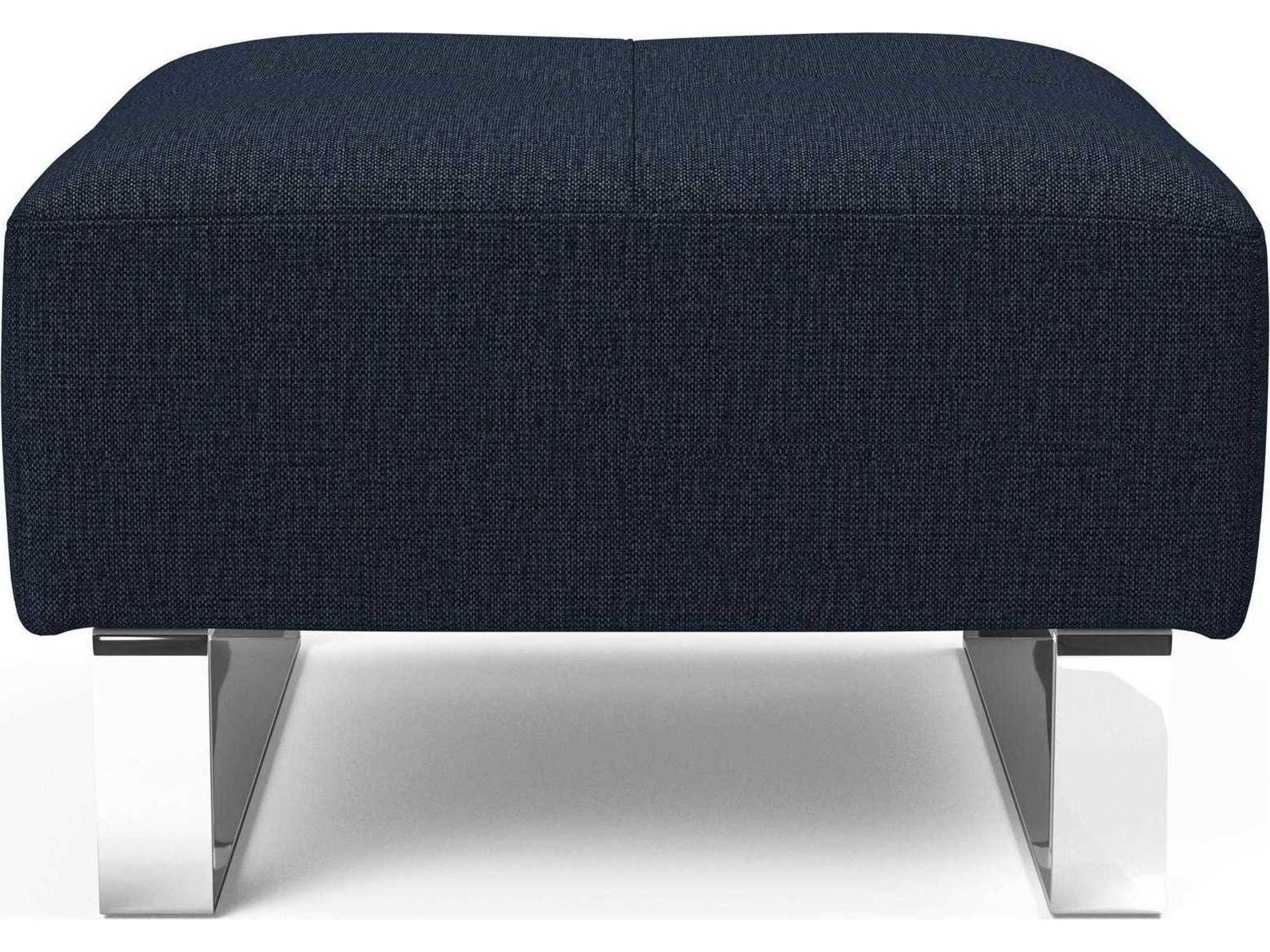 Innovation Deluxe Excess Mixed Dance Blue Chrome Upholstered Ottoman