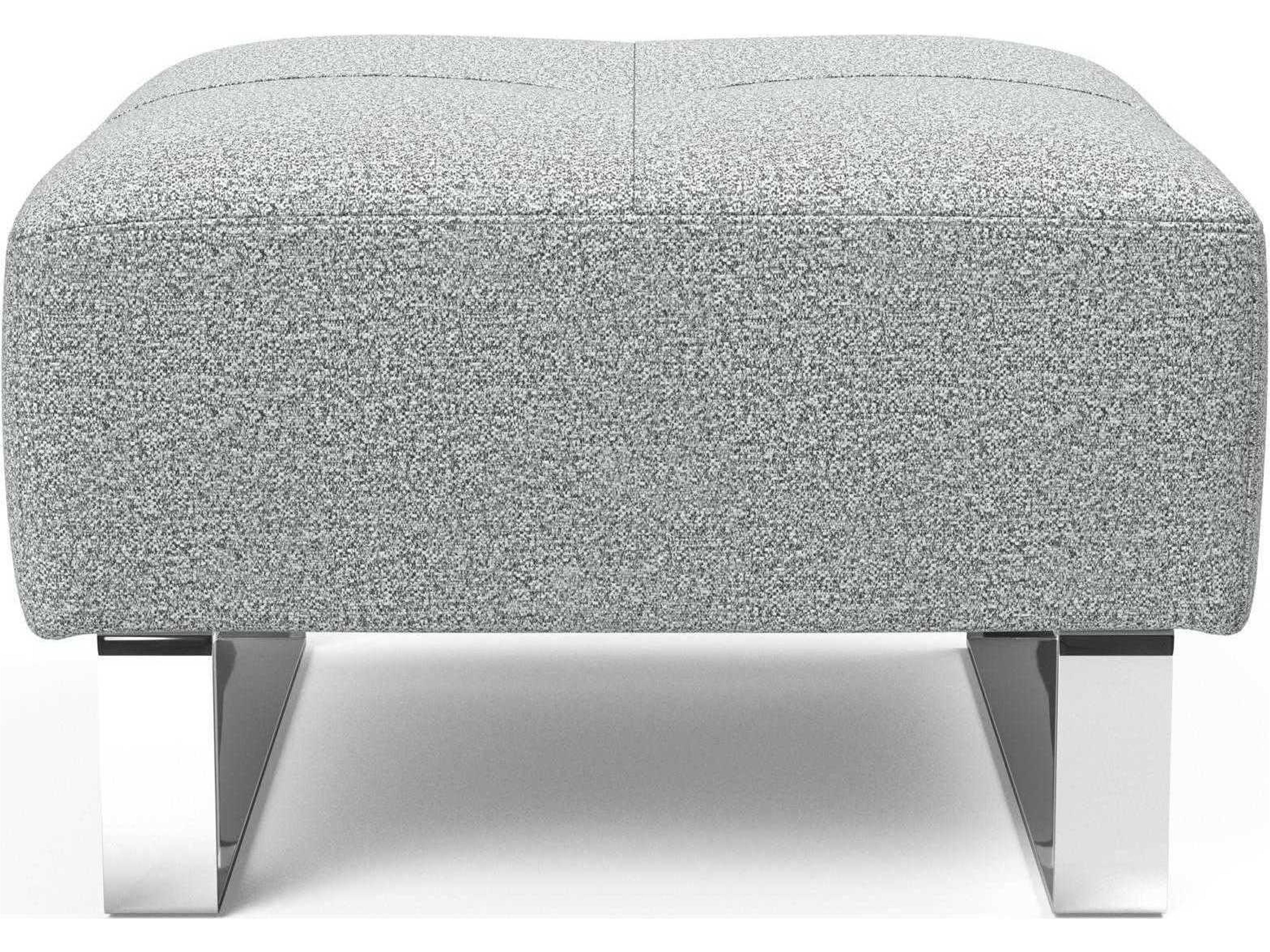 Innovation Deluxe Excess Melange Light Grey Chrome Upholstered Ottoman