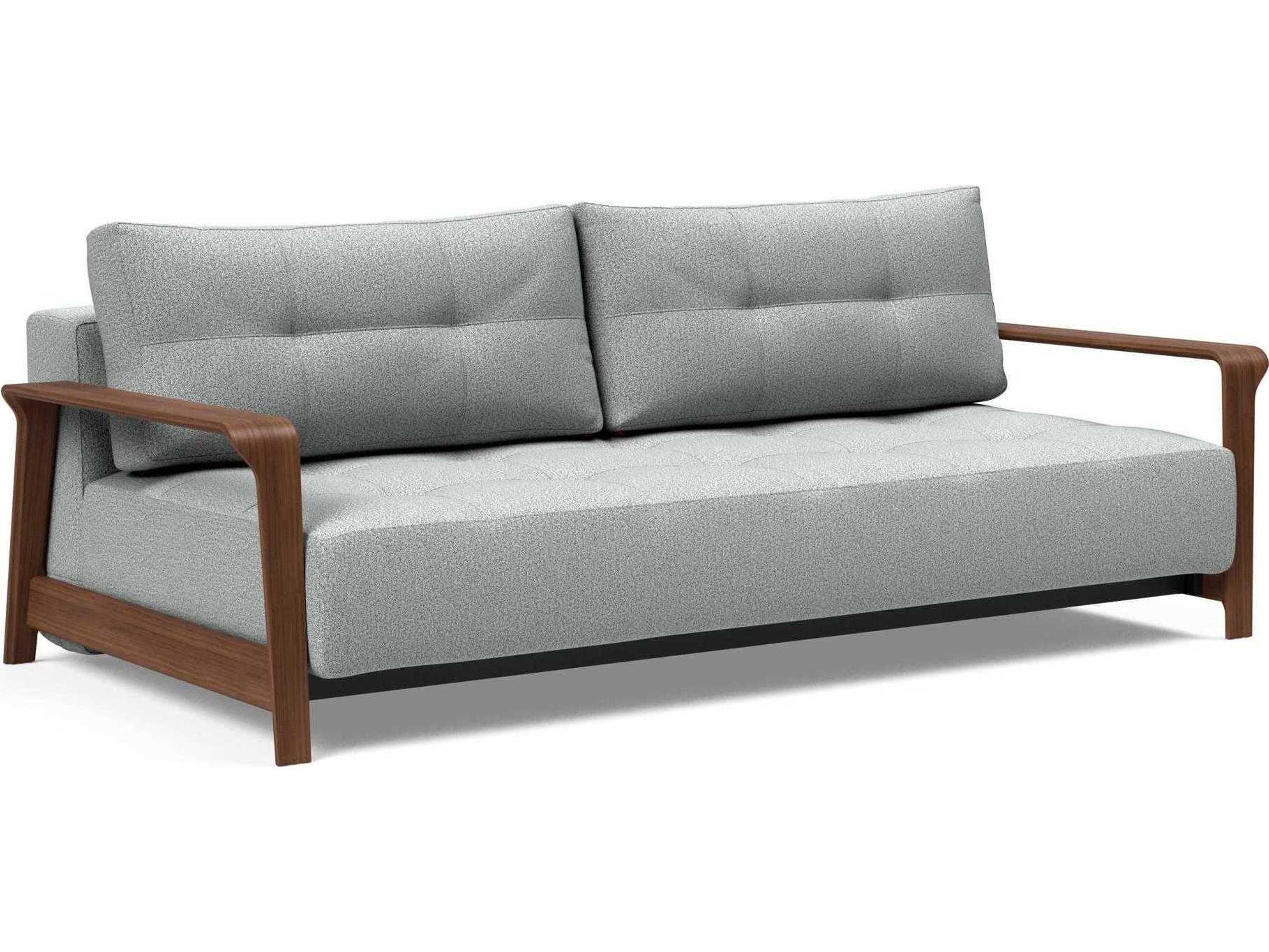 Ran Del Melange Light Grey Walnut Veneer Upholstered Sofa Bed