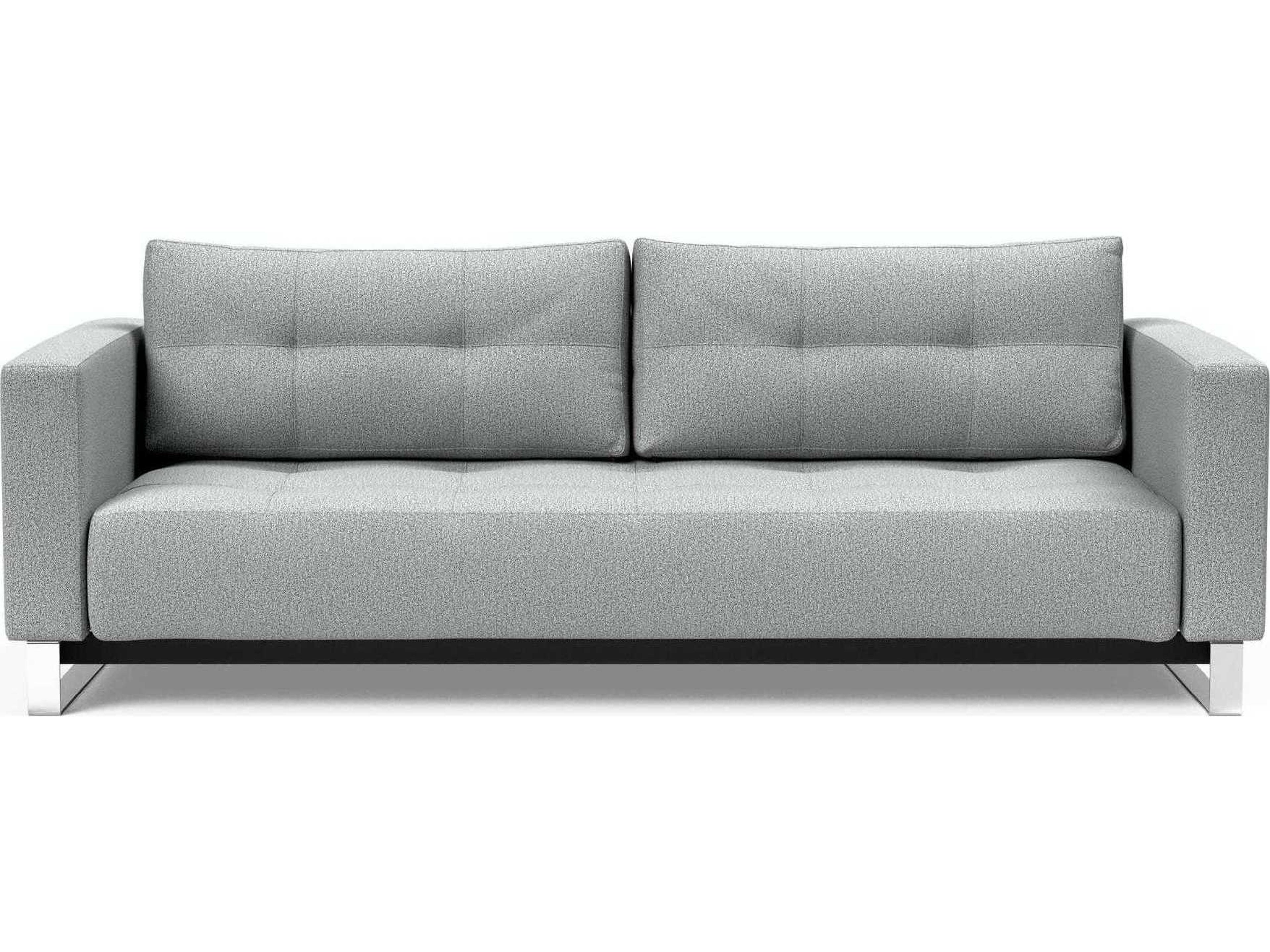 Innovation Cassius Del Melange Light Grey Chrome Upholstered Sofa Bed