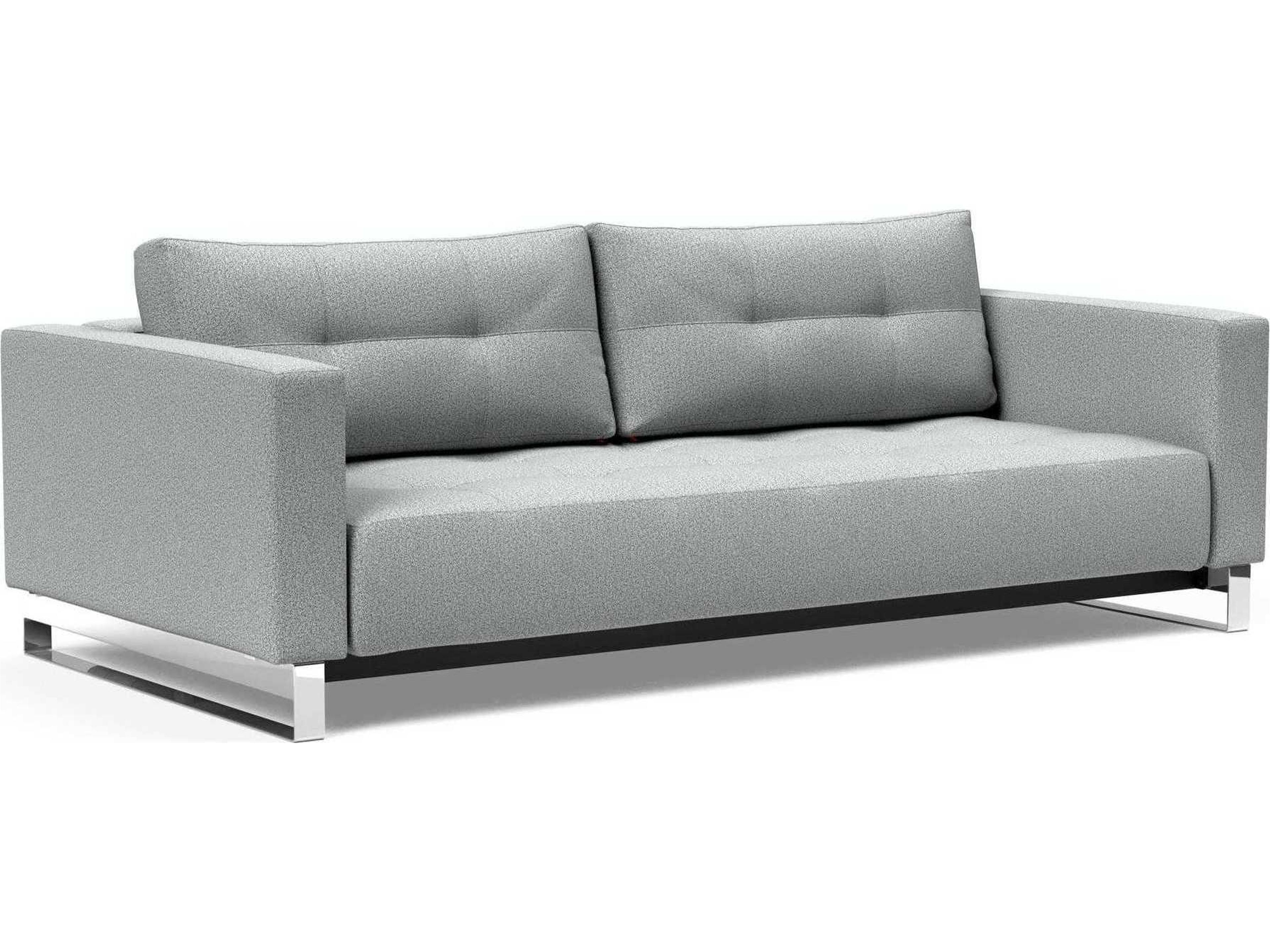 Cassius Del Melange Light Grey Chrome Upholstered Sofa Bed