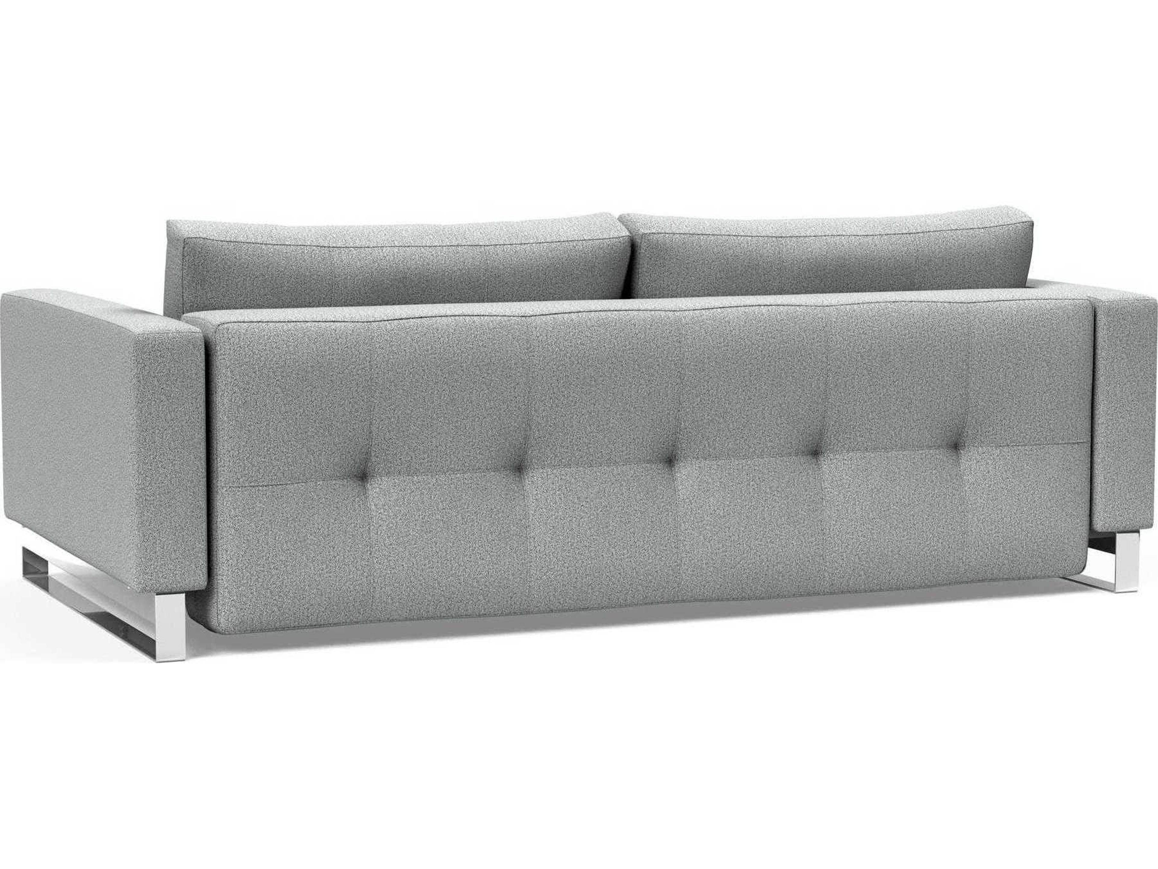 Innovation Cassius Del Melange Light Grey Chrome Upholstered Sofa Bed