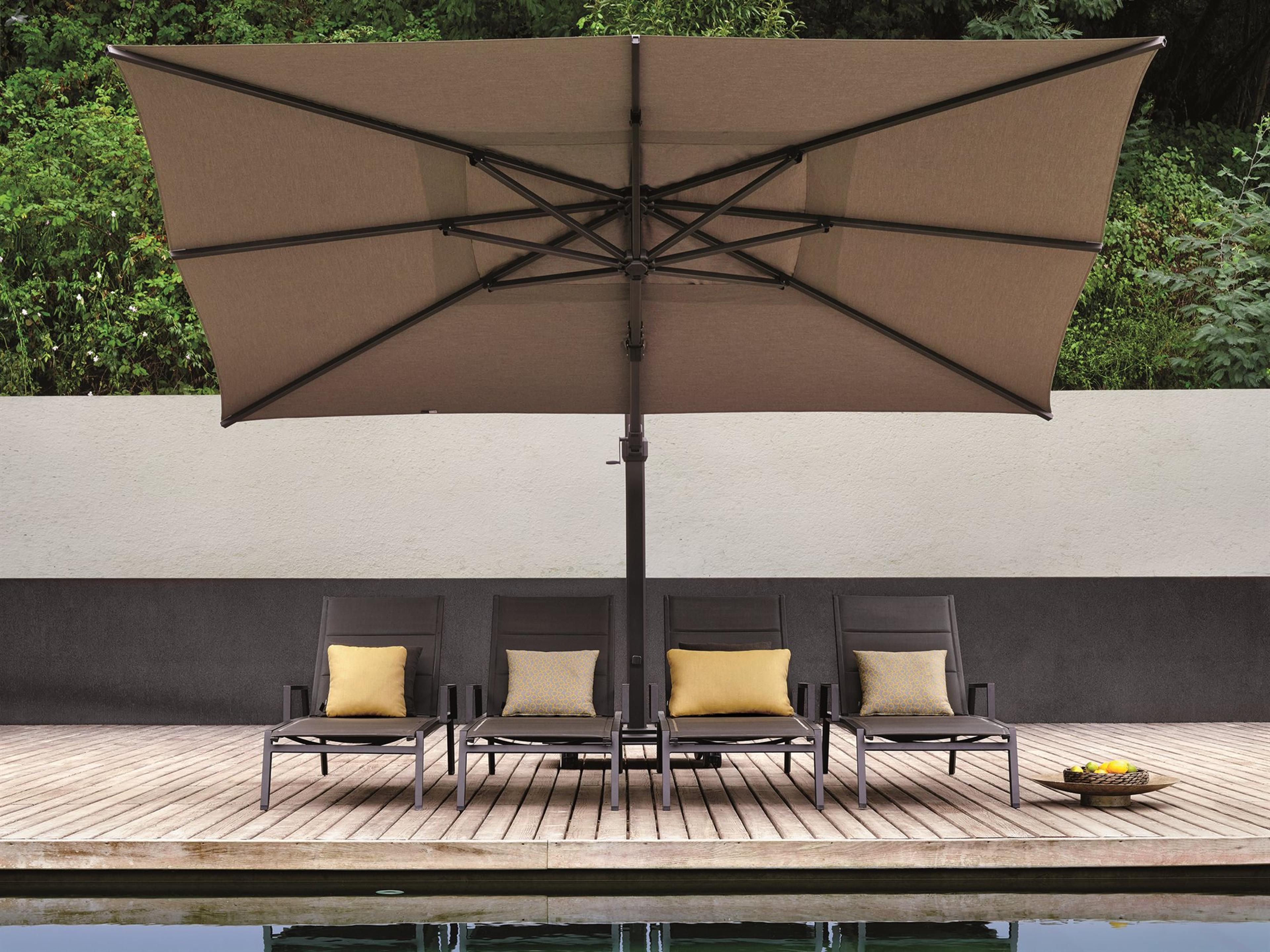 Jardinico JCP.4 10 x 14 Foot Crank Lift Infinite Tilt Rectangular Aluminum Outdoor Umbrella with base