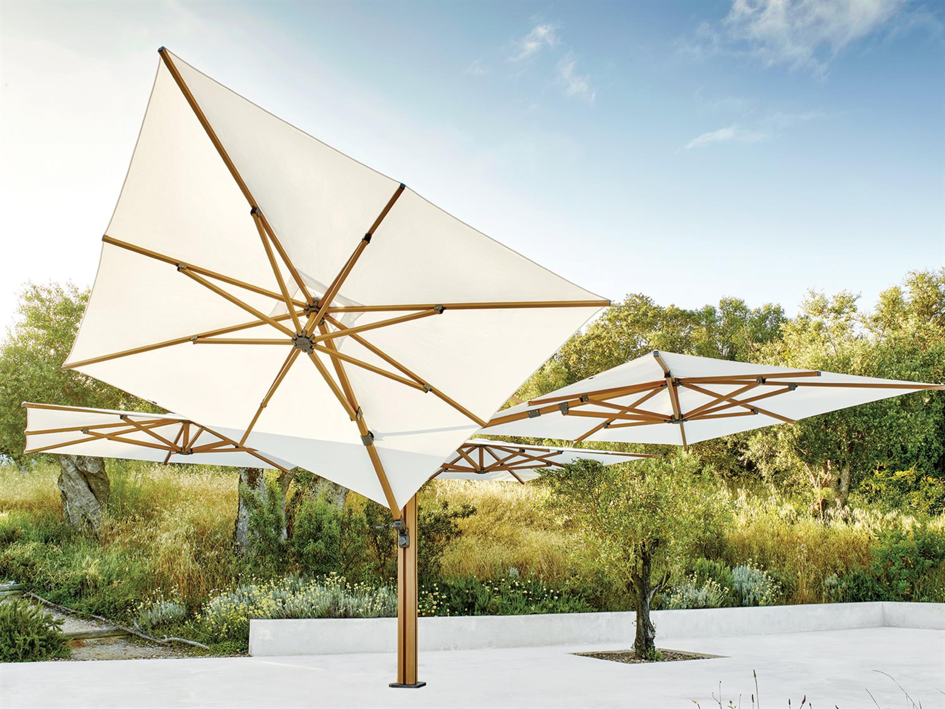 Quad Sidepost Alu 10 Foot Square Four Canopy Patio Umbrella